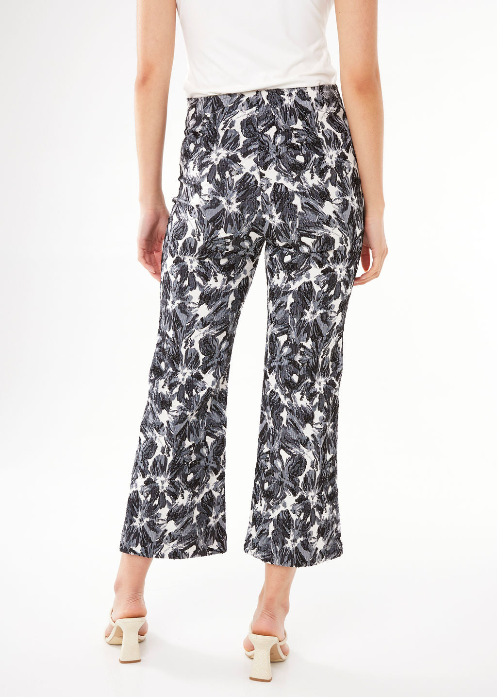 Blair Pant Black & White Hibiscus Jacquard