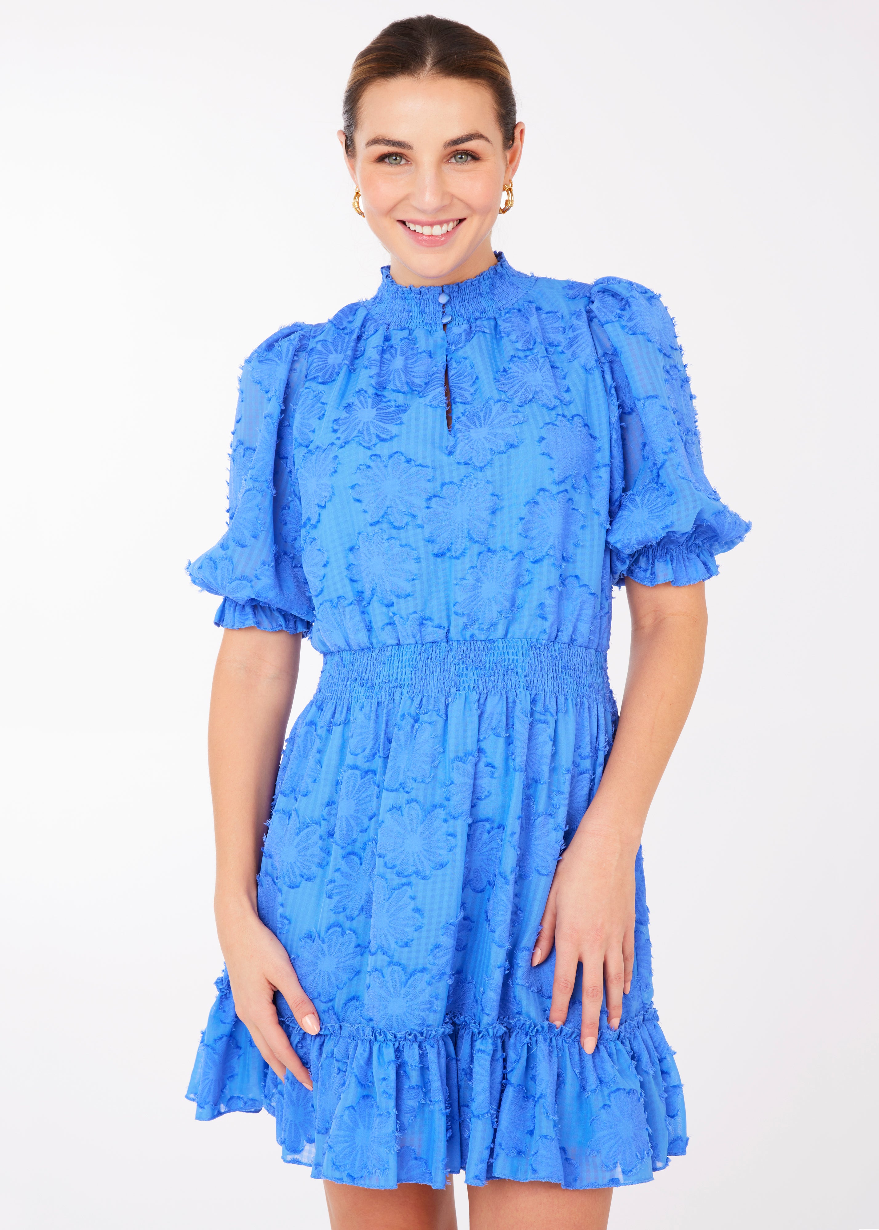 Bennett Dress Adriatic Blue Sunflower Chiffon