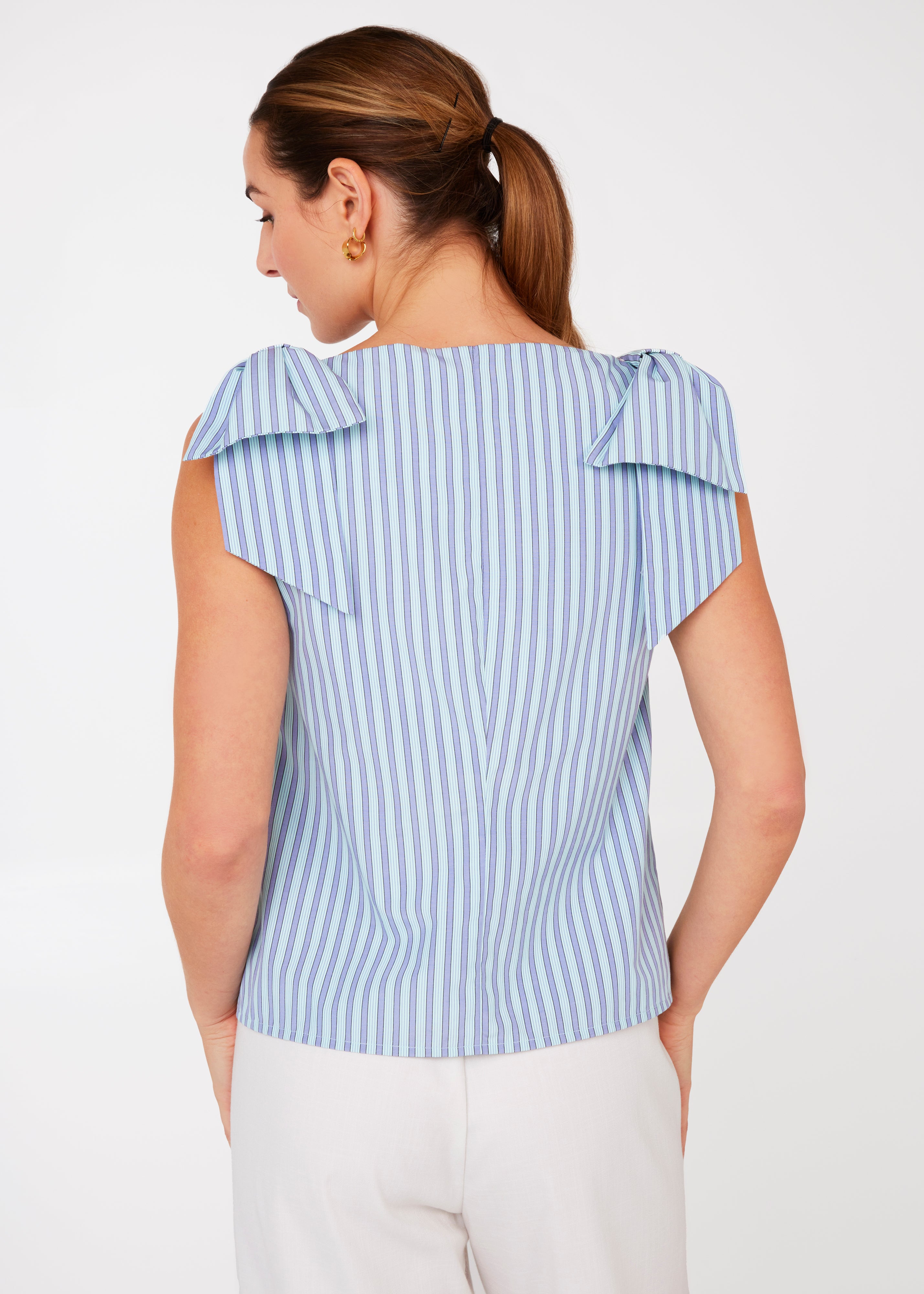 Meredith Top Periwinkle Stripe Cotton