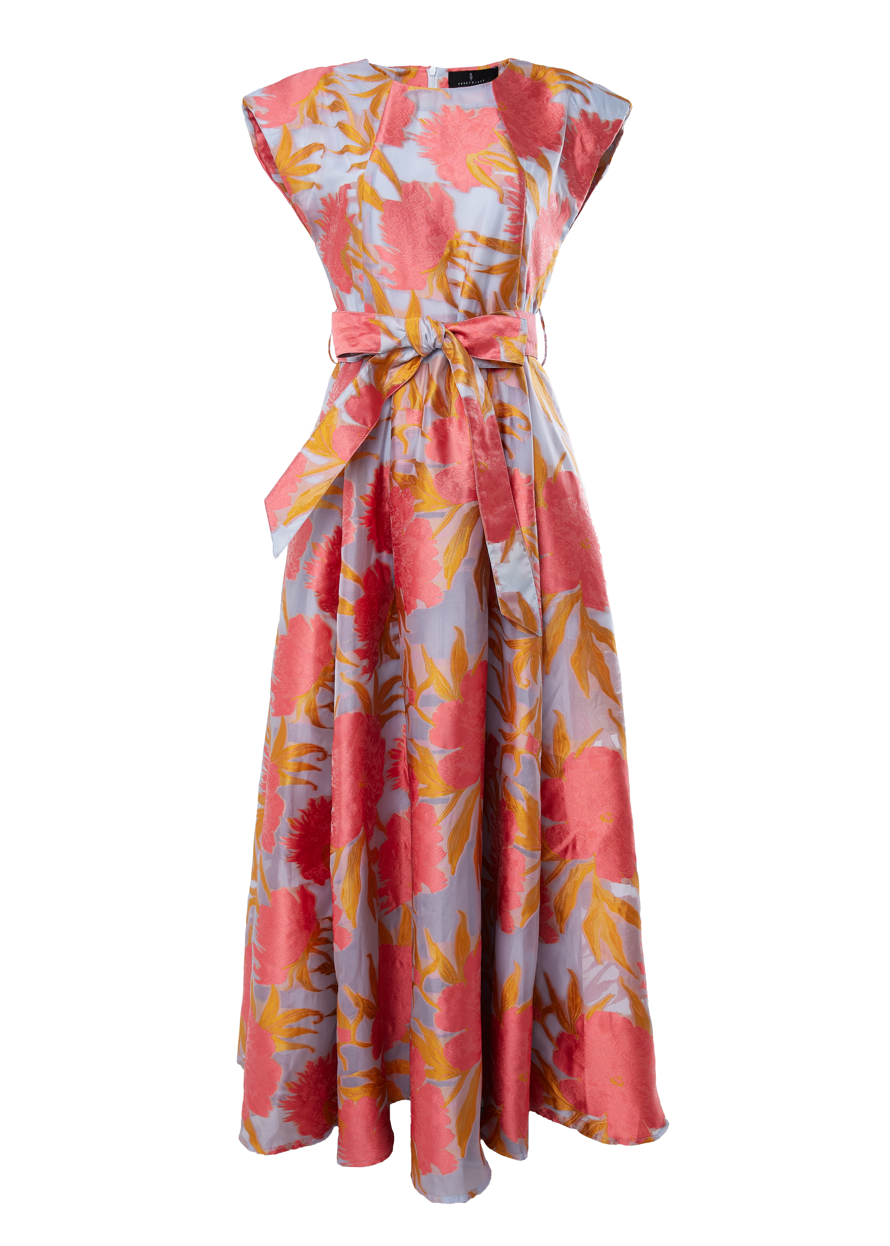 Olivia Gown Hot Coral Pansy Vine Organza