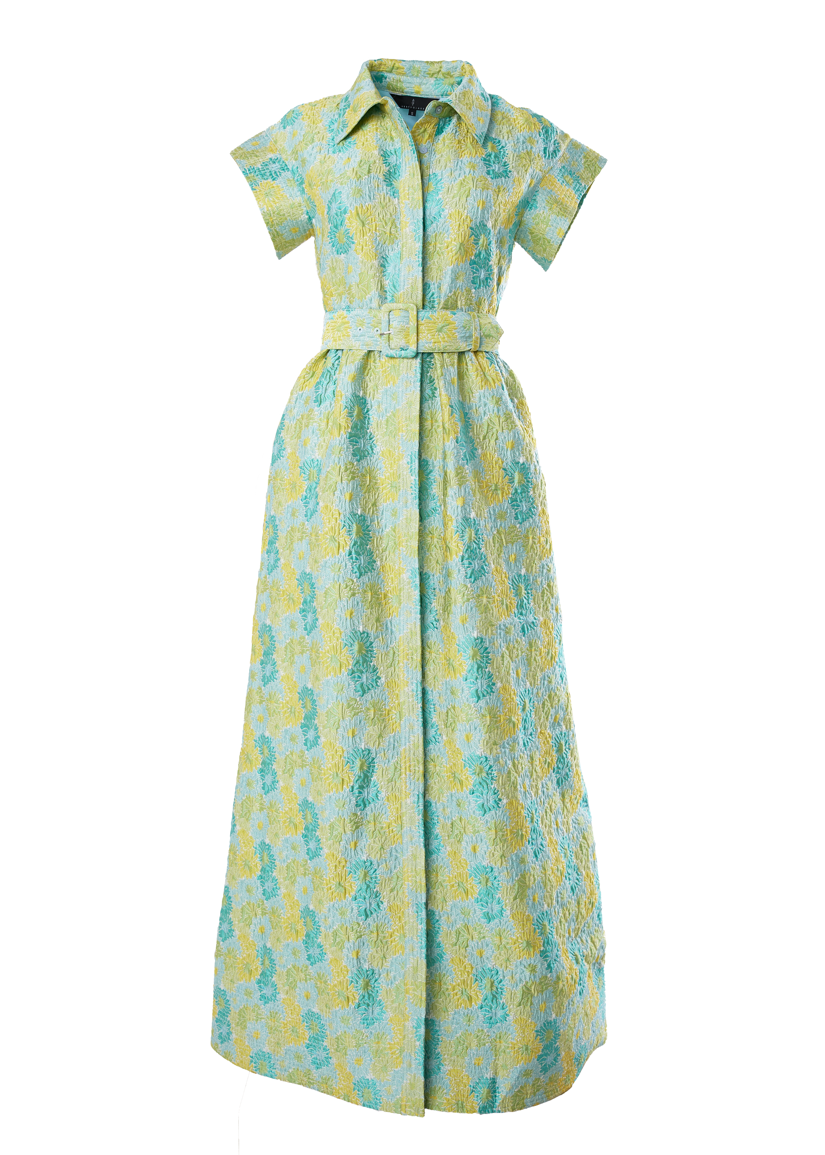 Harper Gown Green Sunflower Jacquard