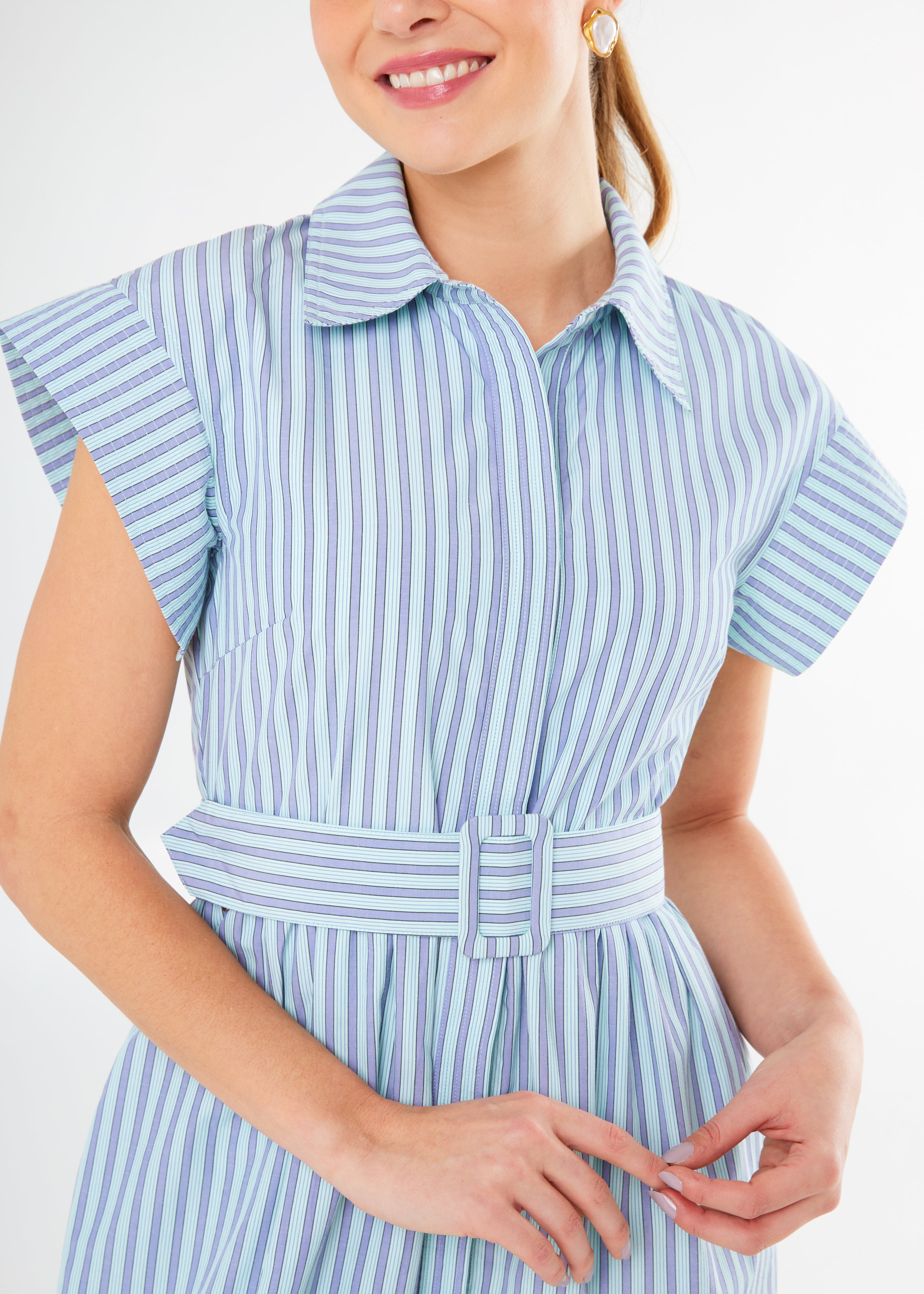 Harper Dress Periwinkle Stripe Cotton