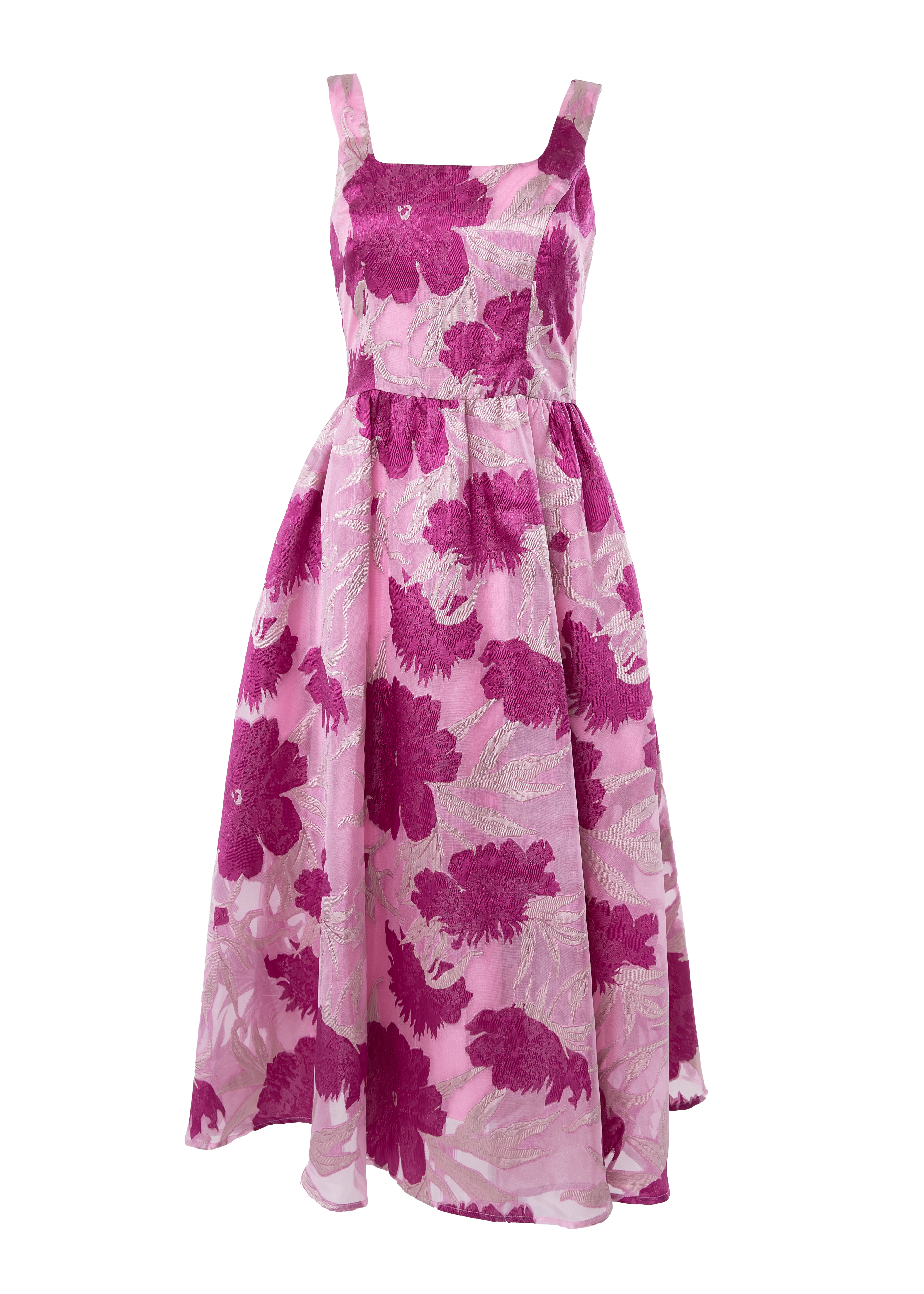 Victoria Dress Magenta Pansy Vine Organza