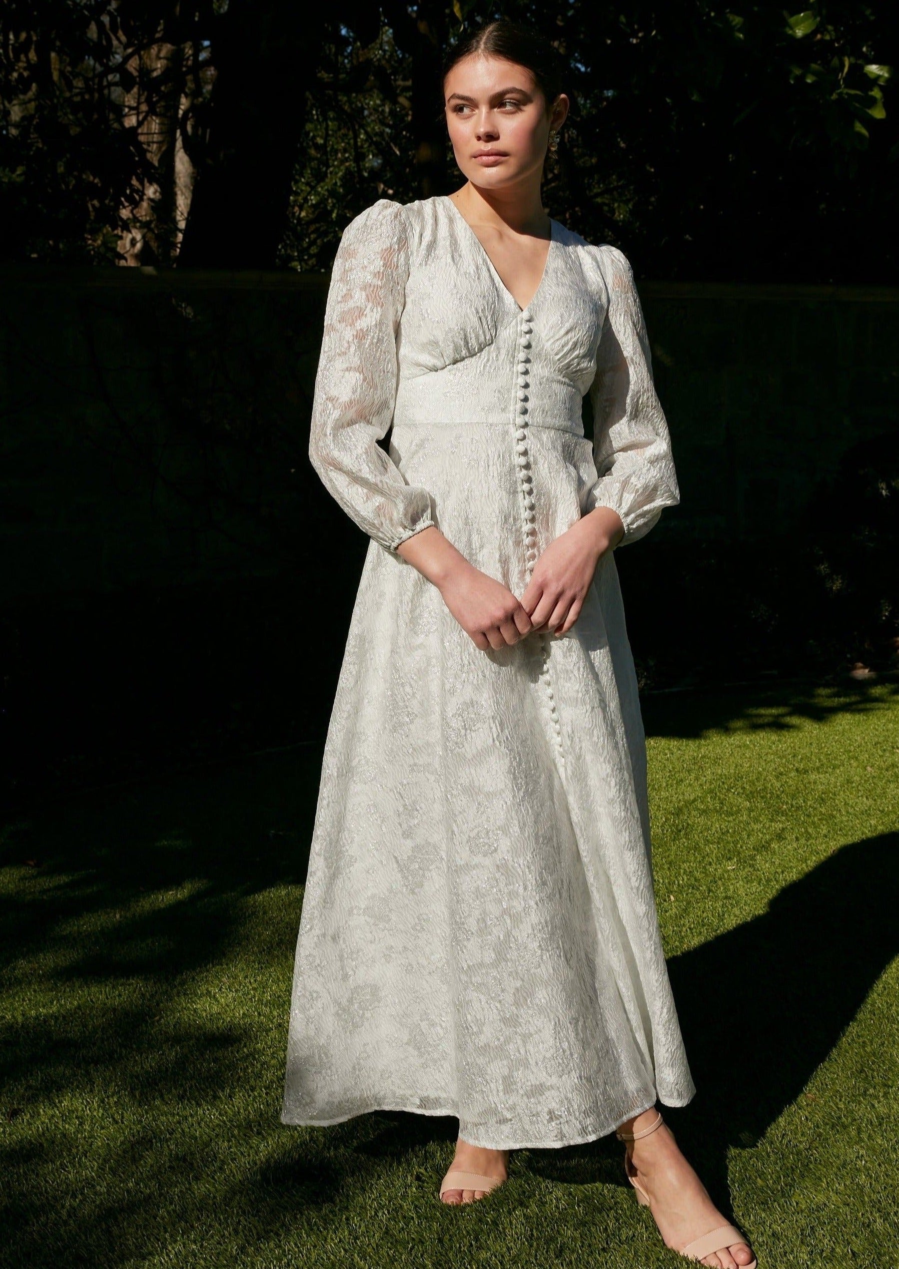 Brooke Gown White Silver Organza XL / White