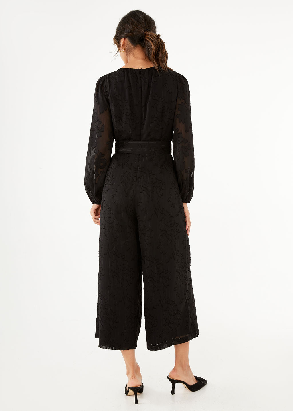 Brie Jumpsuit Black Burnout Chiffon