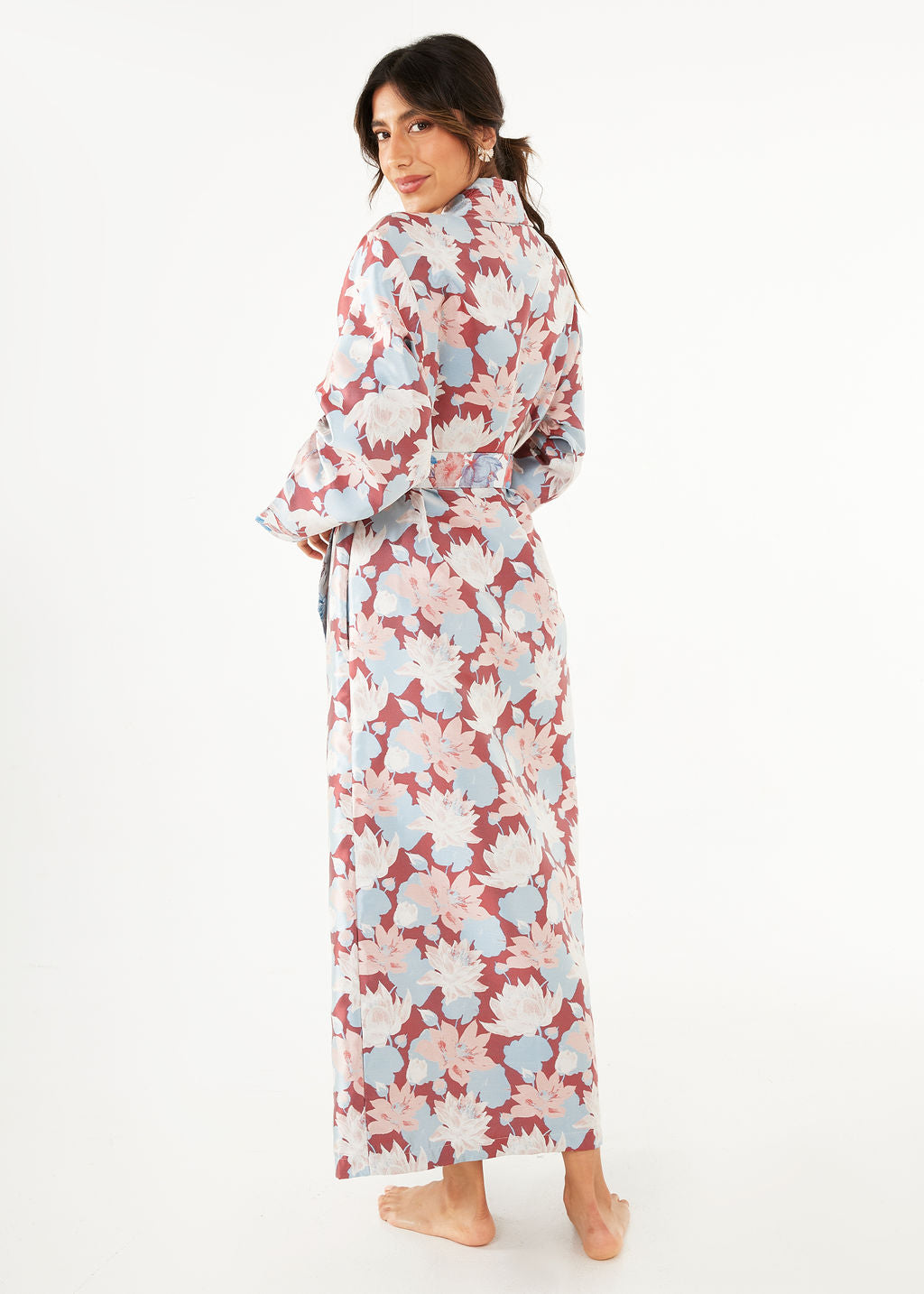 Bridget Robe Red Floral Silhouette Jacquard
