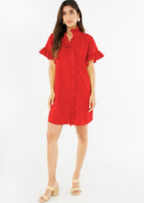 Katie Dress Red Linen