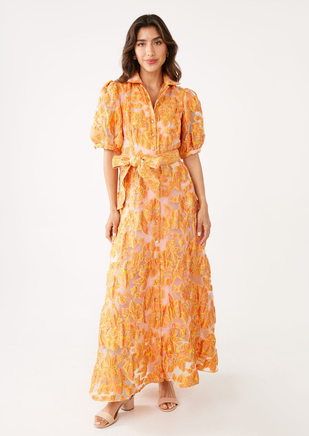 orange organza dress Silk Organza Peachy Orange Maxi Dress