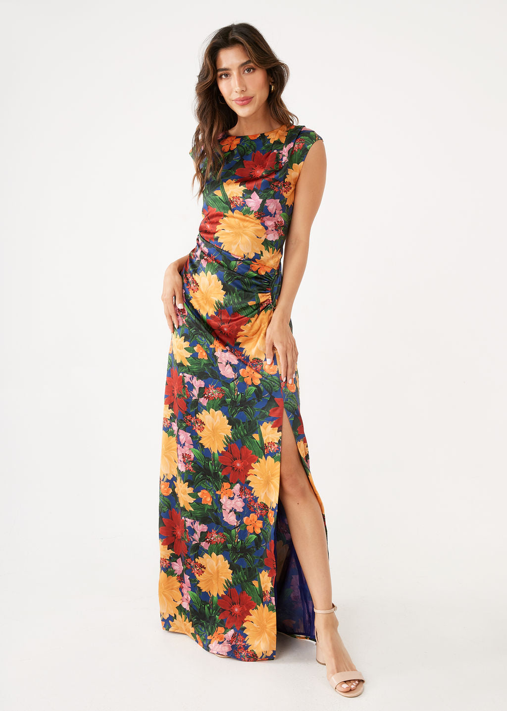 Stefanie Dress Full Bloom Satin M / Blue Stefanie Dress Full Bloom Satin M / Blue