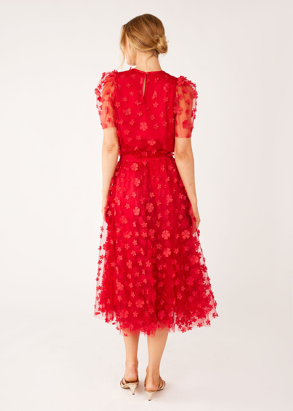 Sue Skirt Red Floral Applique