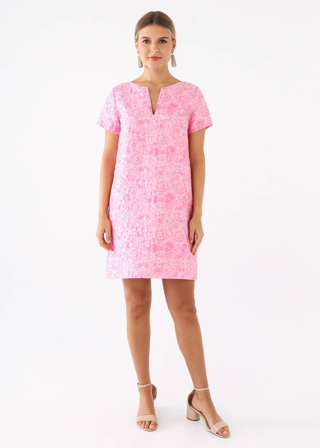 Lulu Dress Pink Bubble Jacquard