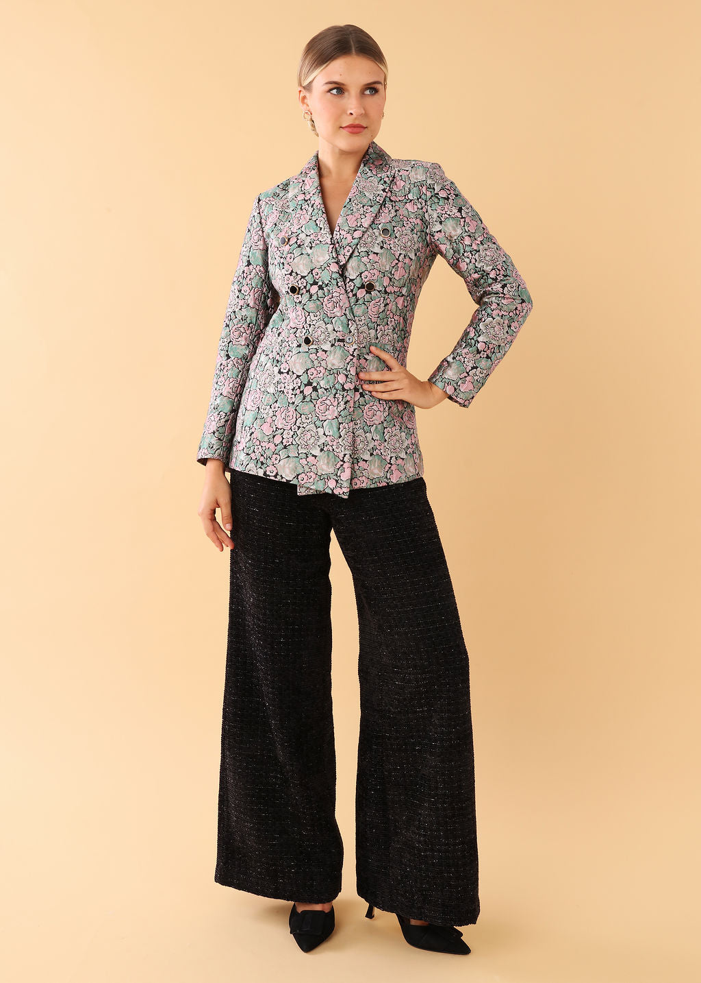 Carter Trouser Black Boucle Tweed