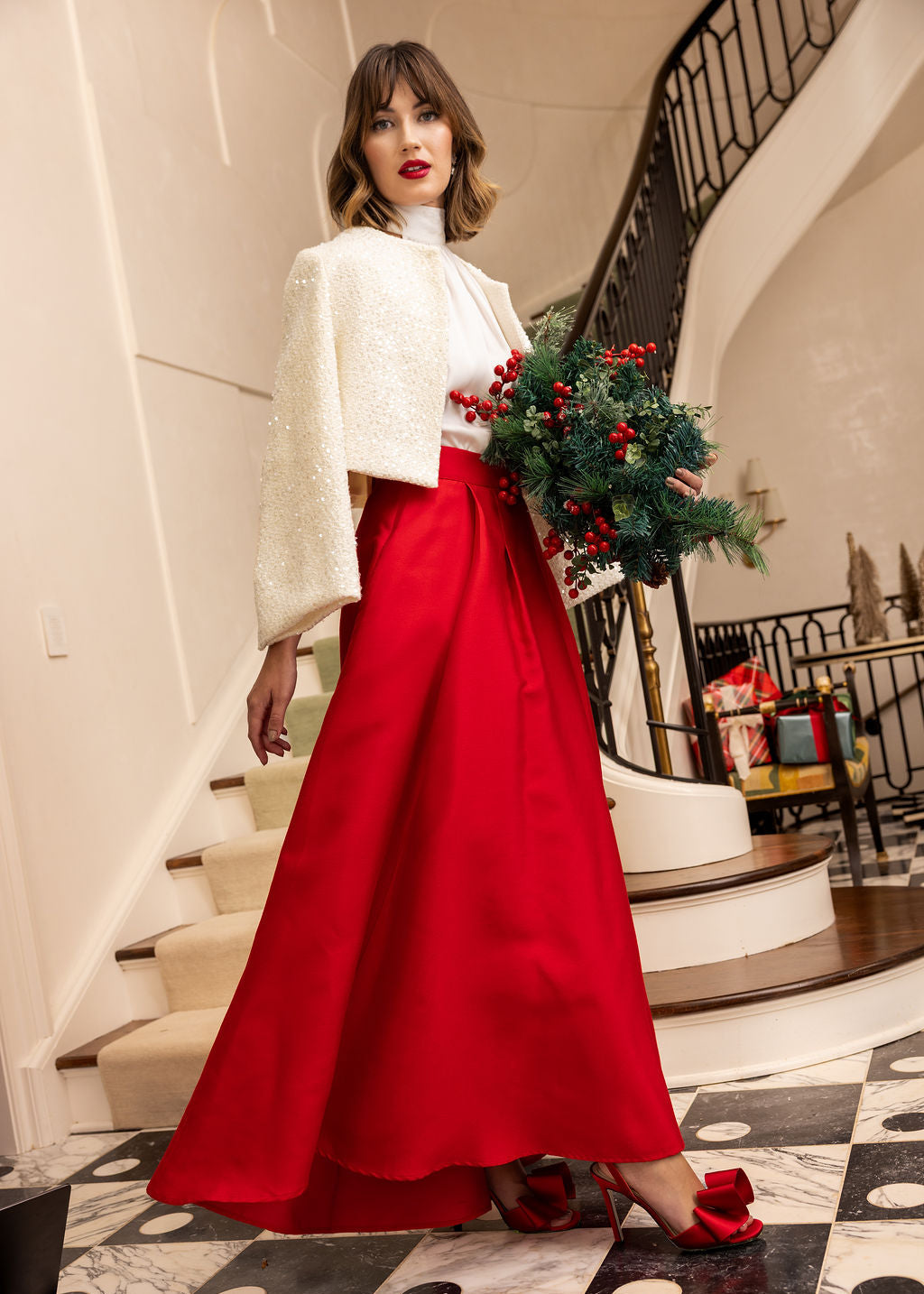 Olivia Skirt Red Mikado