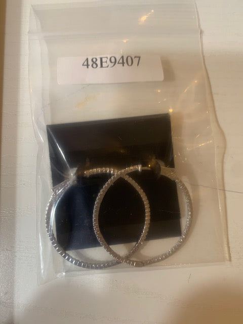Silver CZ Thin In Out Hoops- 48E9407
