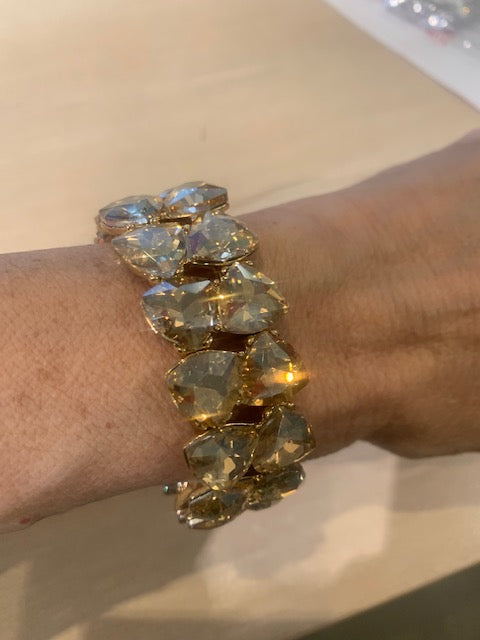 Gold Champagne Crystal Stretch Bracelet - 79B2218