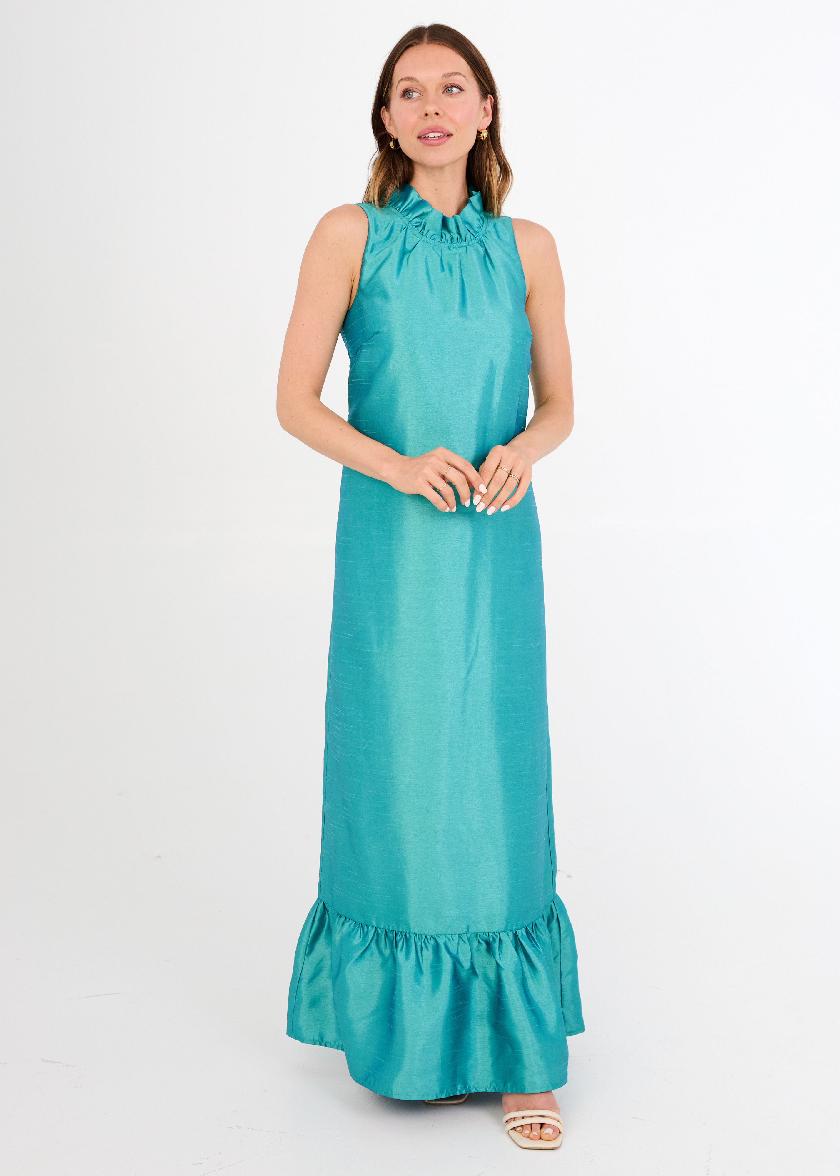 Camille Gown Teal Dupioni