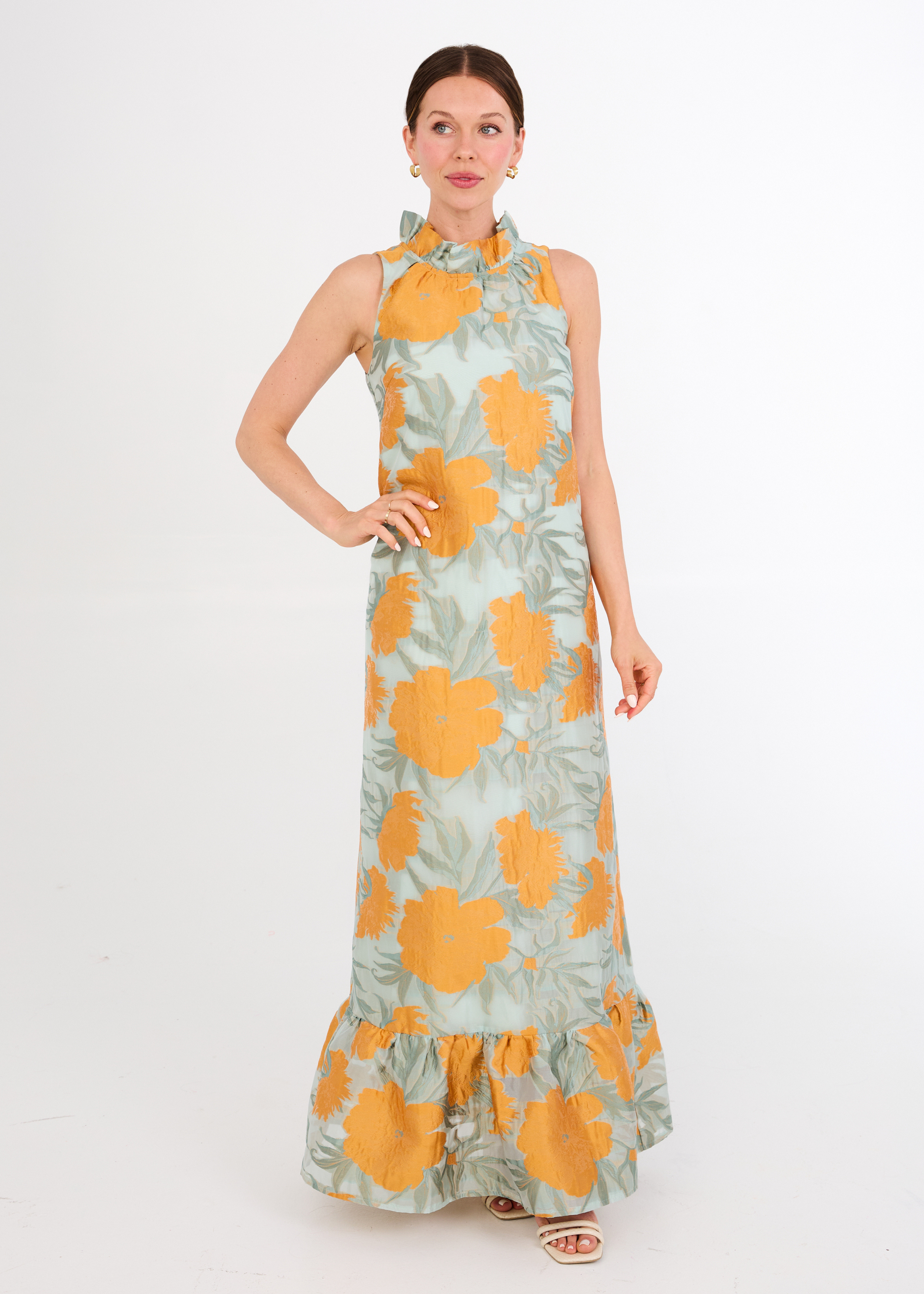 Camille Gown Mint Pansy Vine Organza