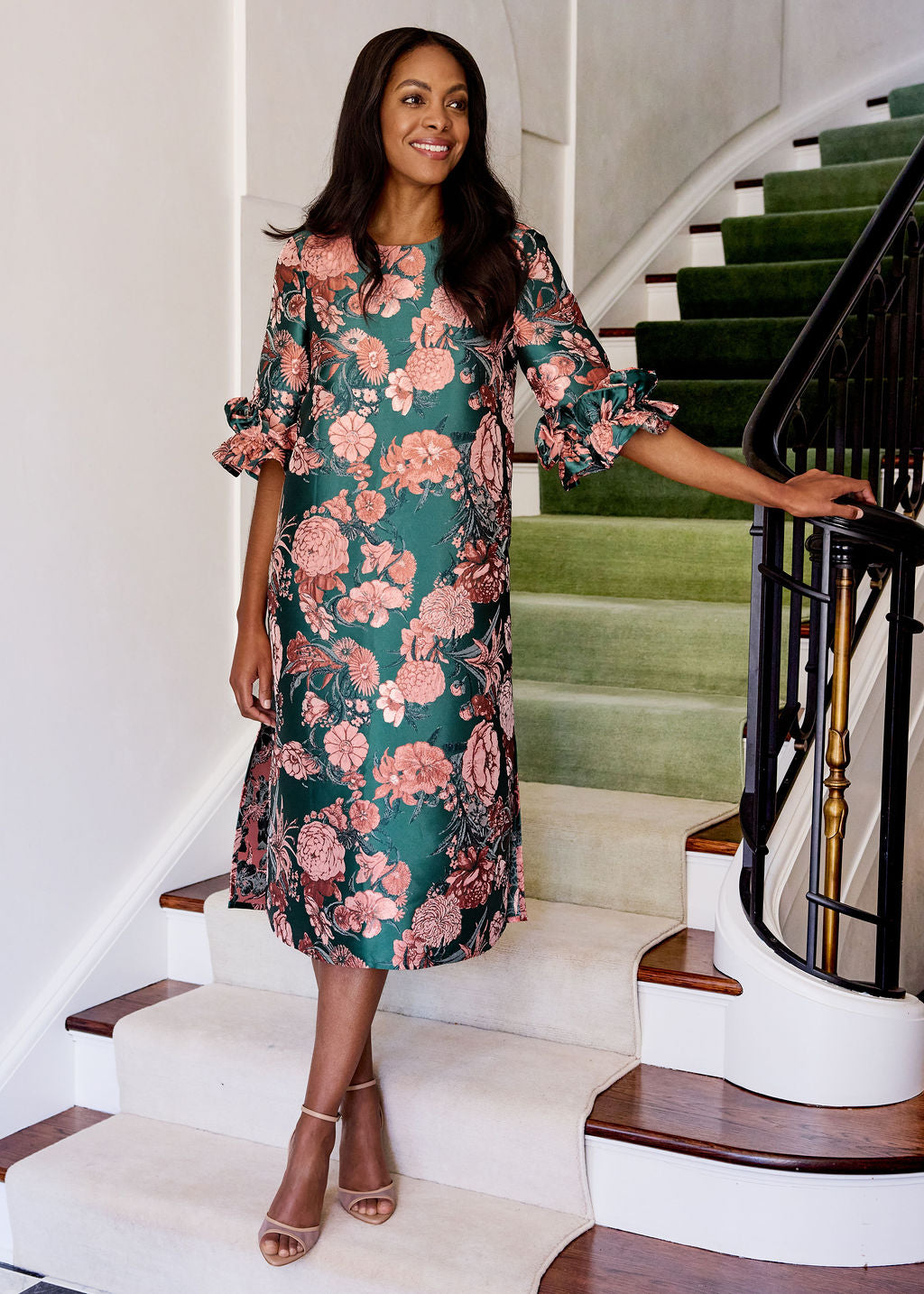 Bronwyn Dress Forest Mum Jacquard