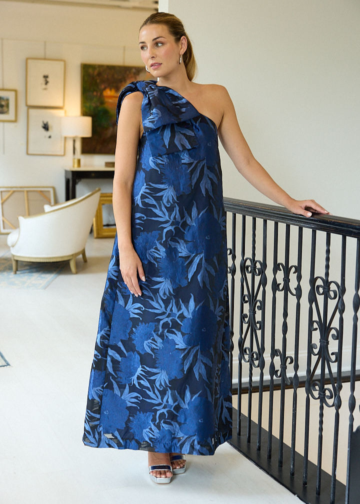 Cassie Gown Royal Blue Pansy Vine Organza