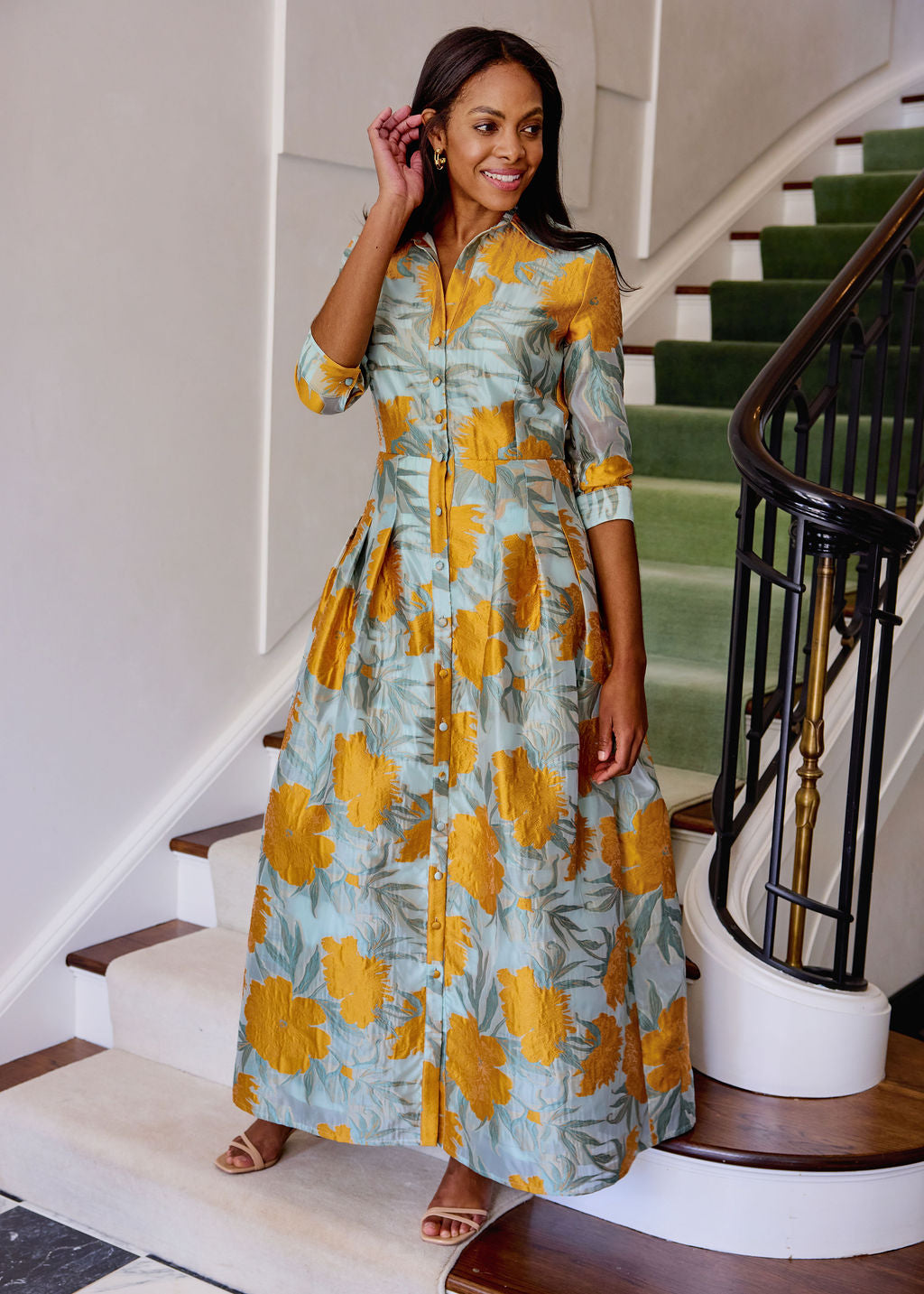 Cecilia Gown Mint Pansy Vine Organza