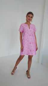 Lulu Dress Pink Bubble Jacquard