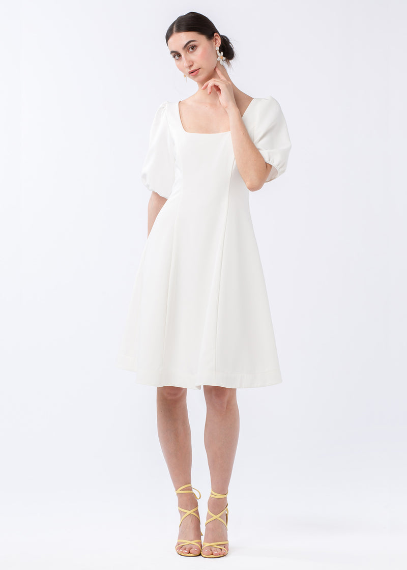 Margot Square Neck Dress White