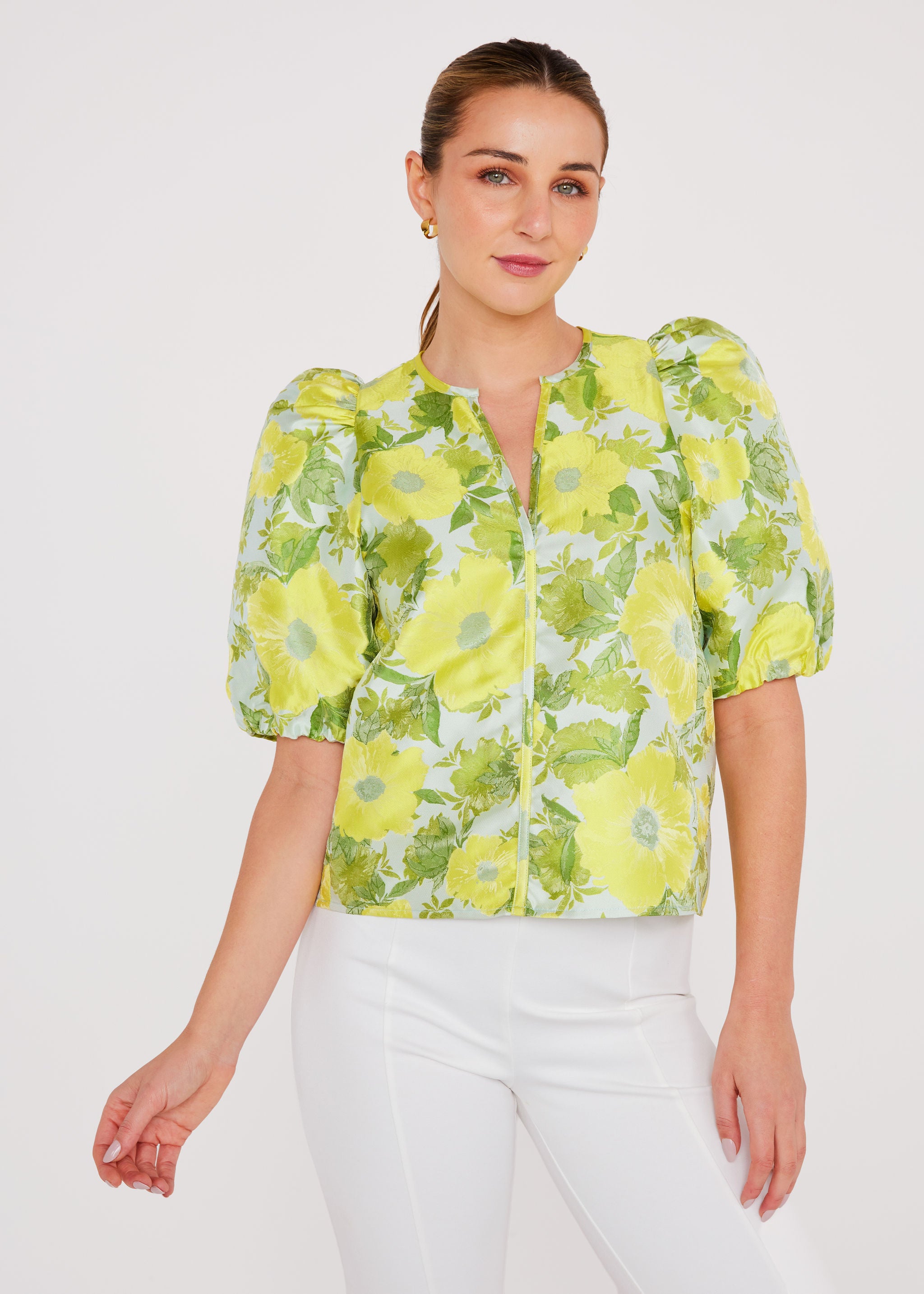 Florence Top Citron Garden Jacquard