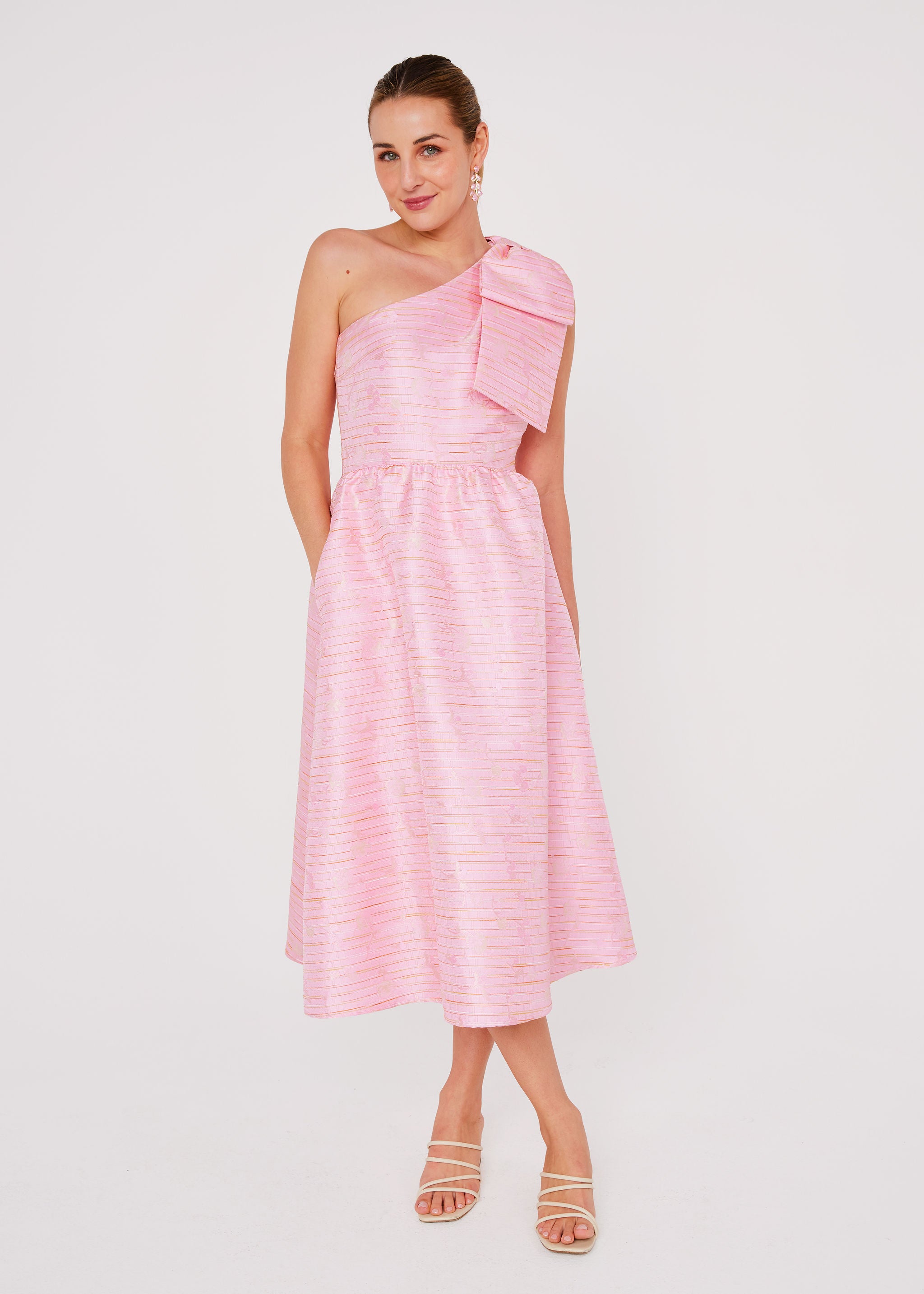 Caroline Dress Pink Textured Dupioni