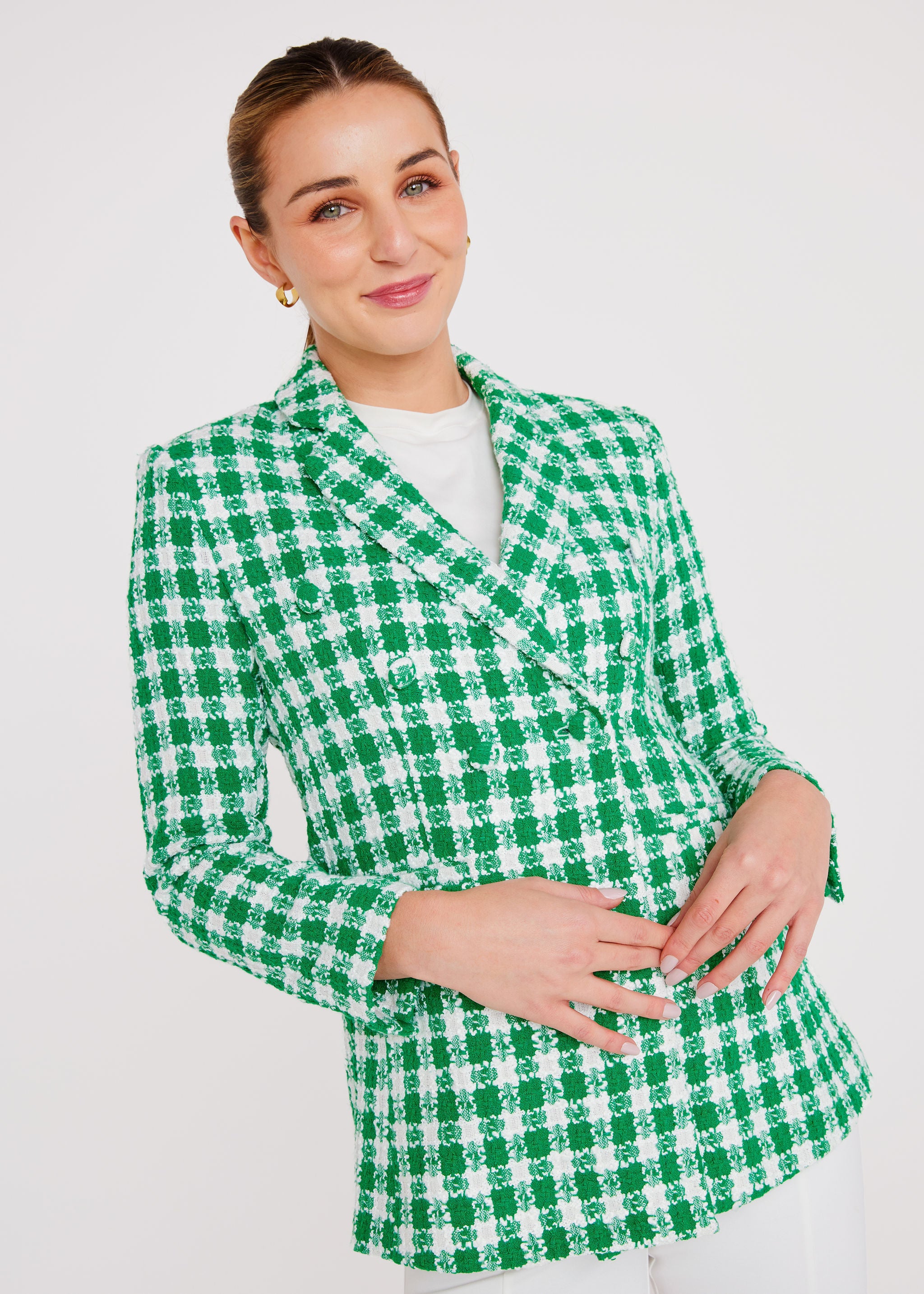 Calvin Blazer Augusta Green Check Tweed