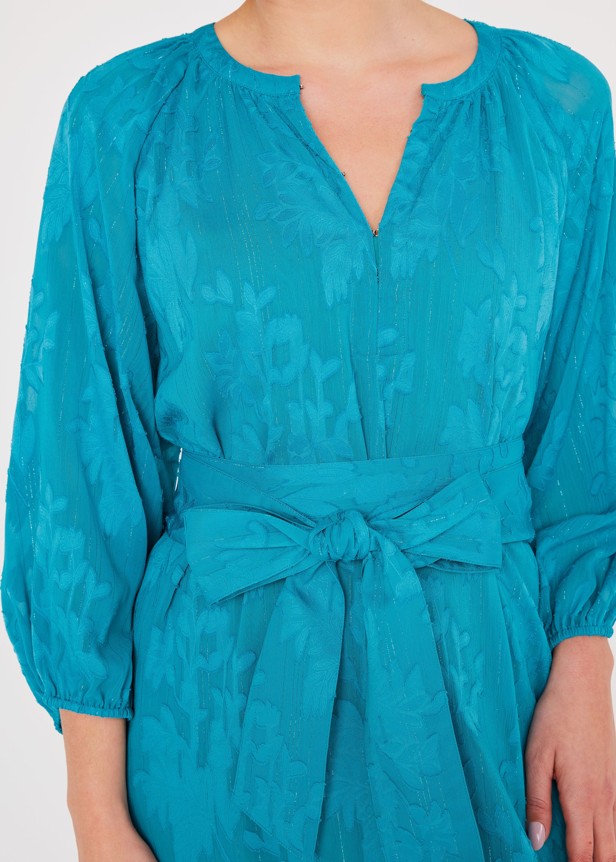 Elise Dress Teal Burnout Chiffon