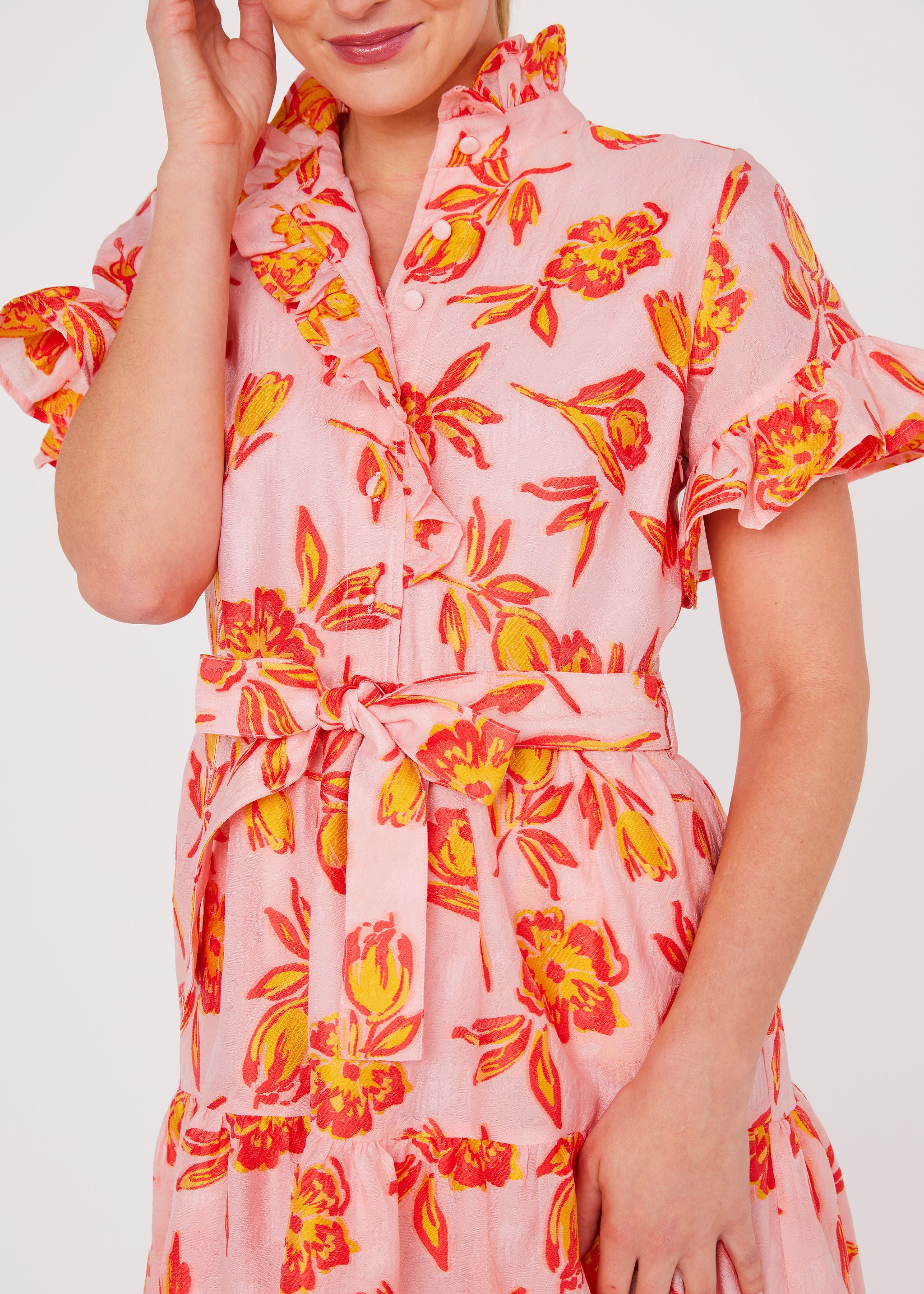 Sadie Maxi Dress Orange Tropical Tulip Jacquard