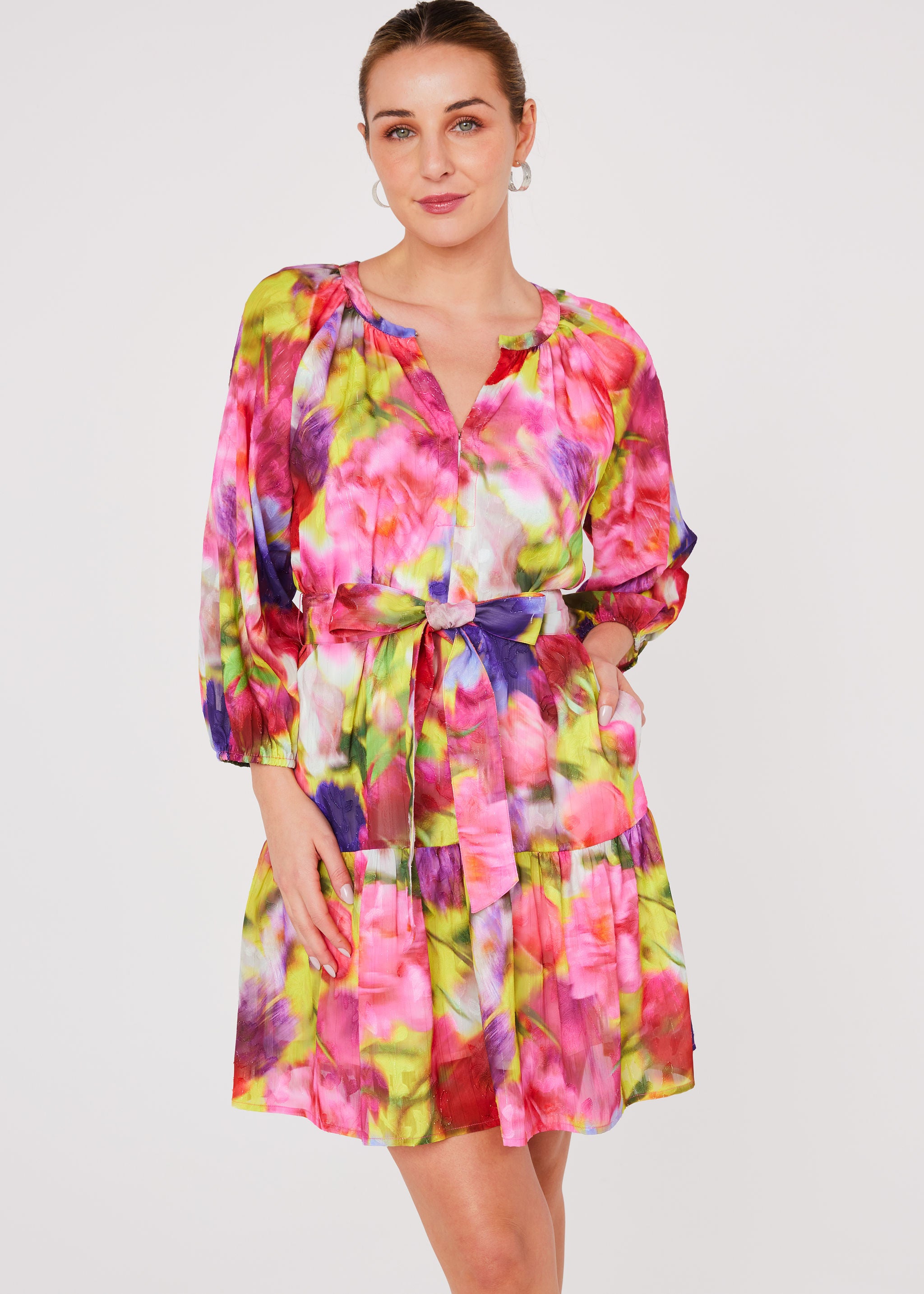 Elise Mini Dress Art Bloom Chiffon