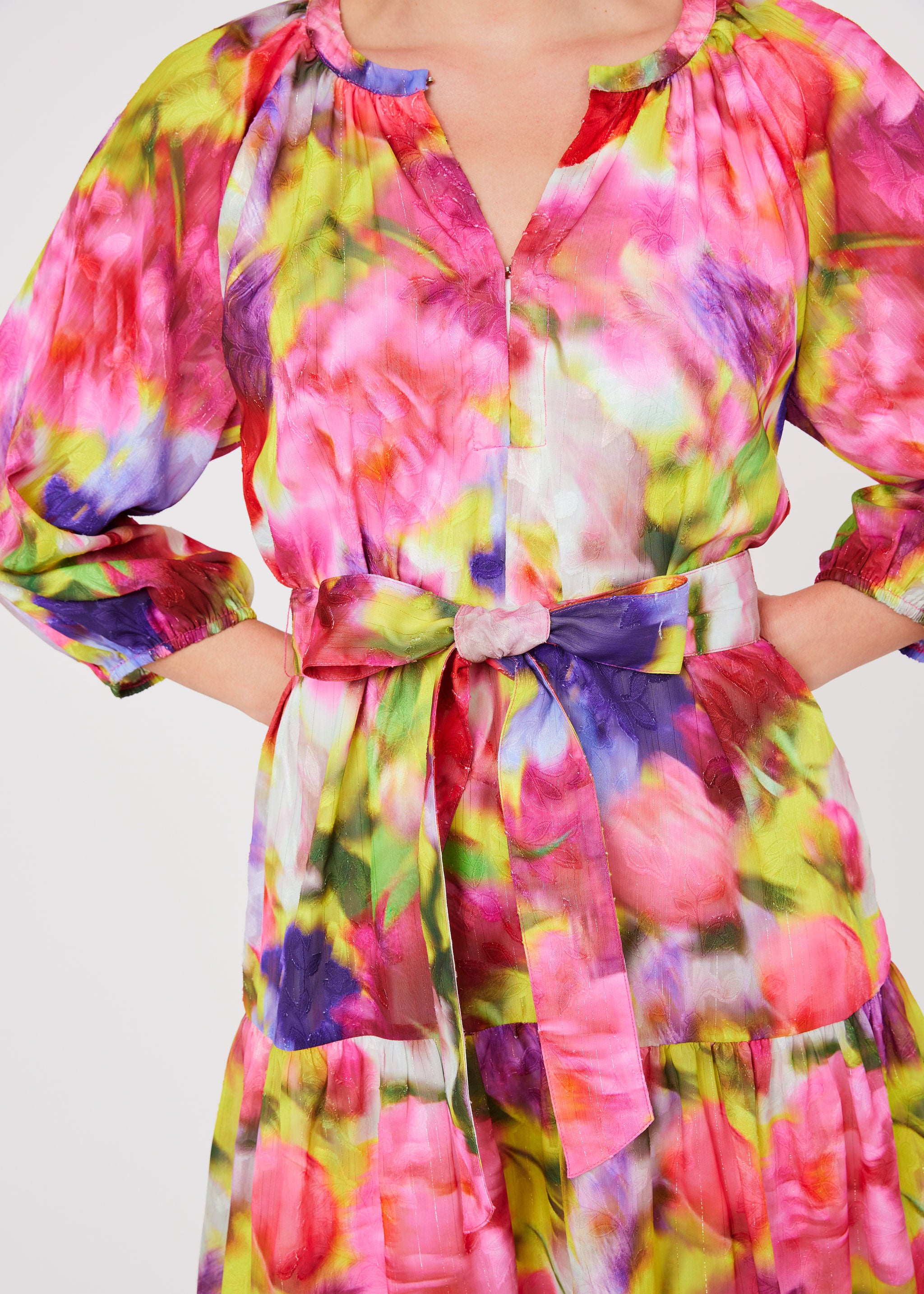 Elise Mini Dress Art Bloom Chiffon