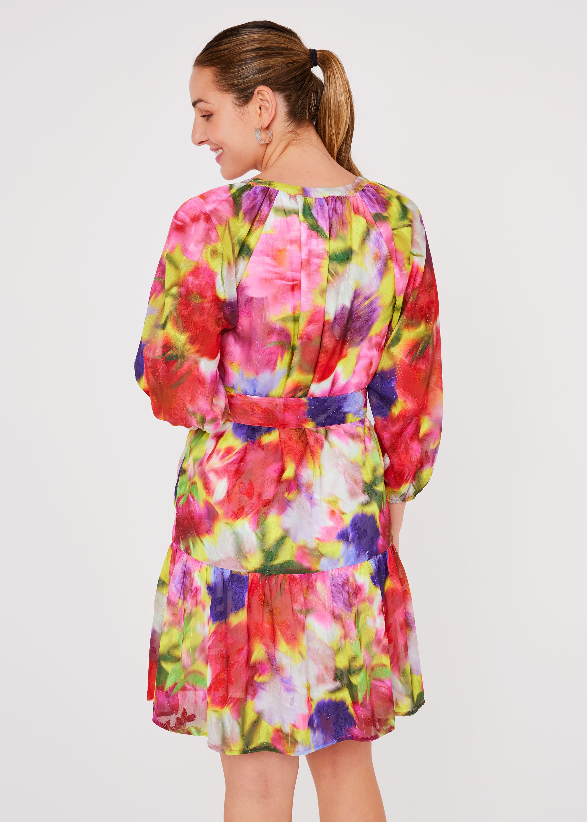 Elise Mini Dress Art Bloom Chiffon