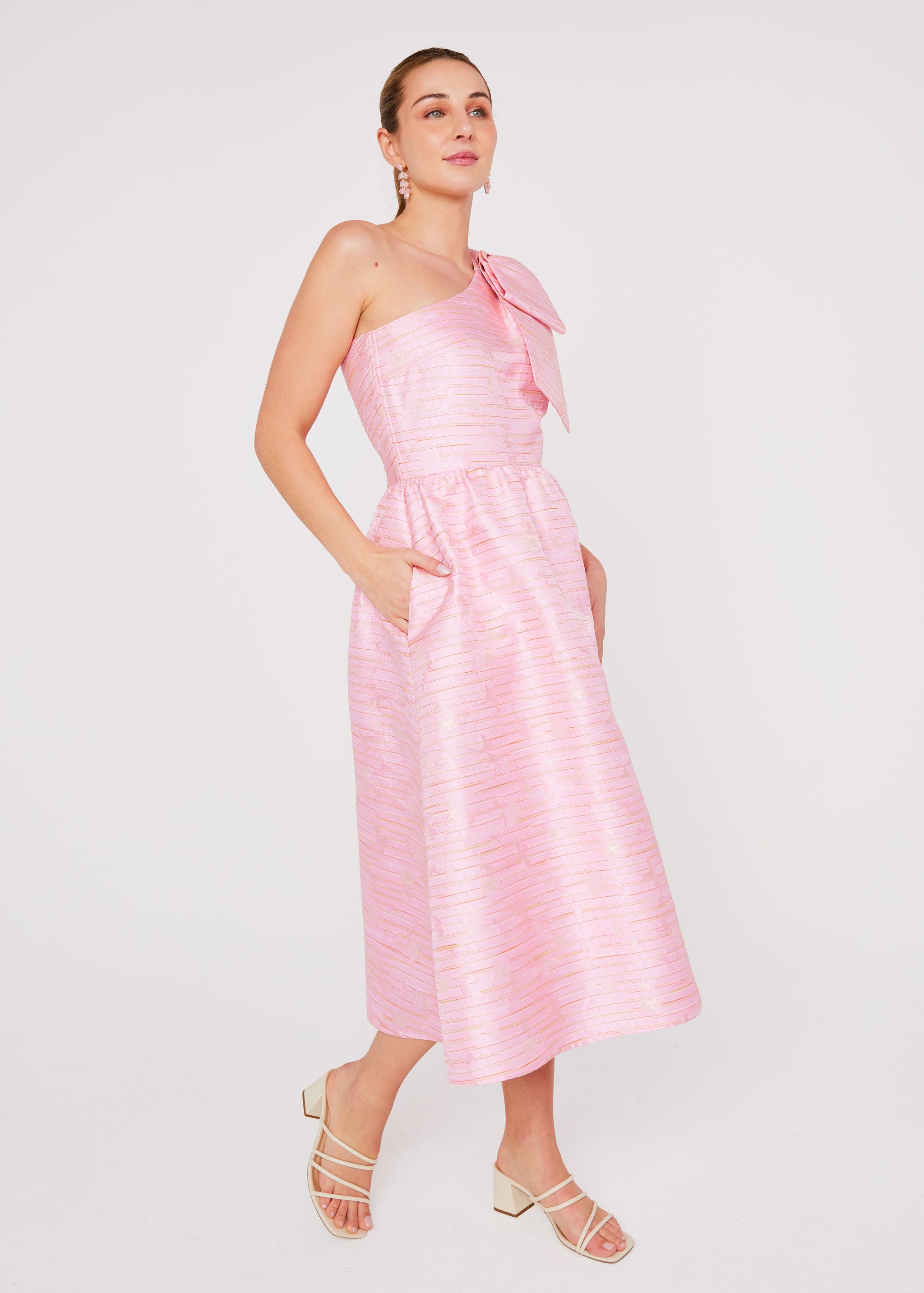 Caroline Dress Pink Textured Dupioni