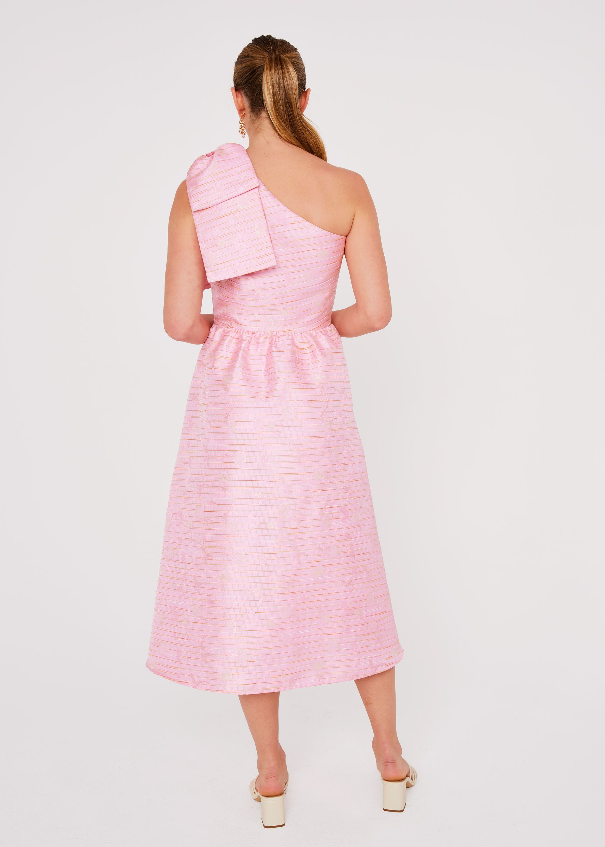 Caroline Dress Pink Textured Dupioni