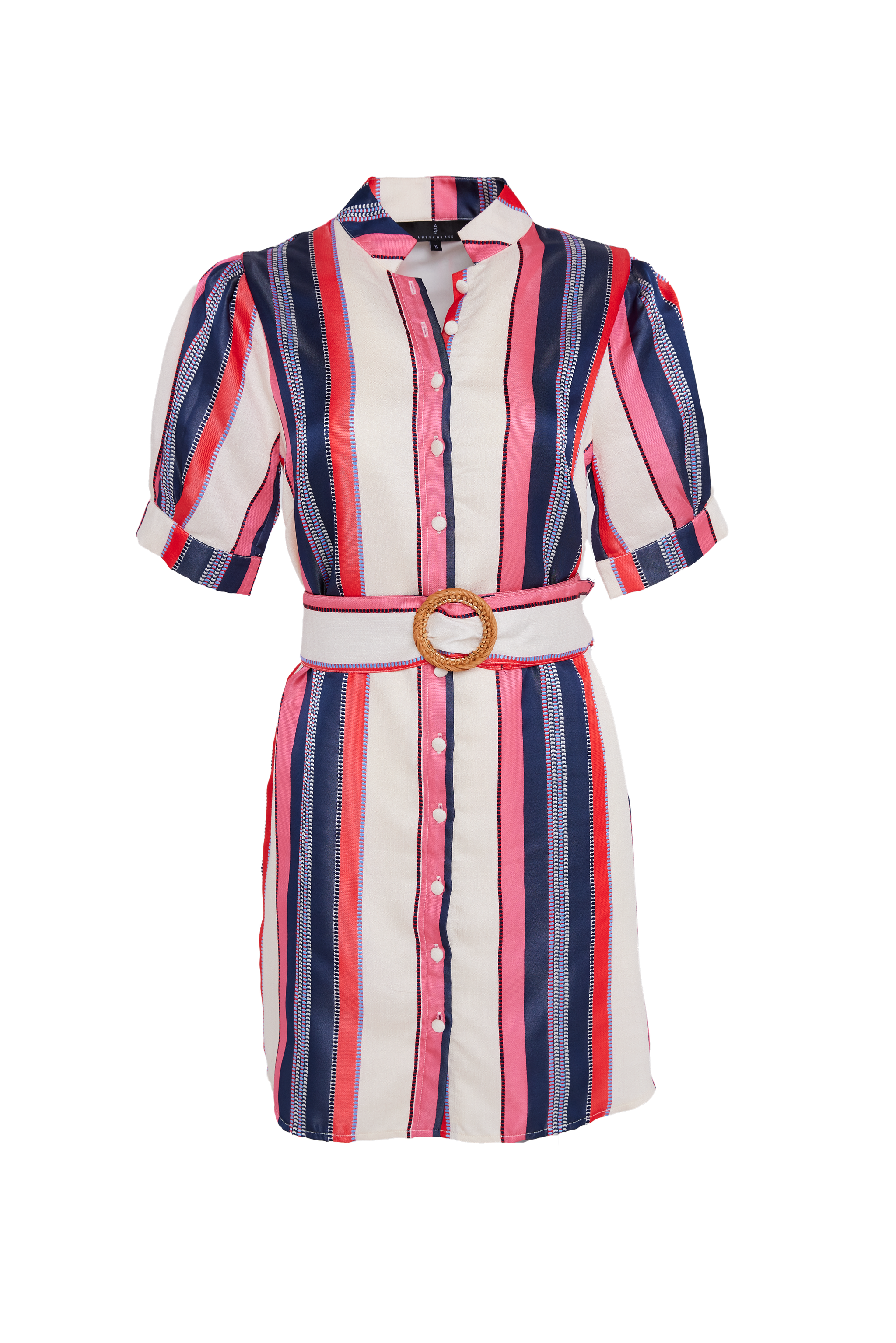 Georgina Dress Carnation Coastal Stripe Jacquard