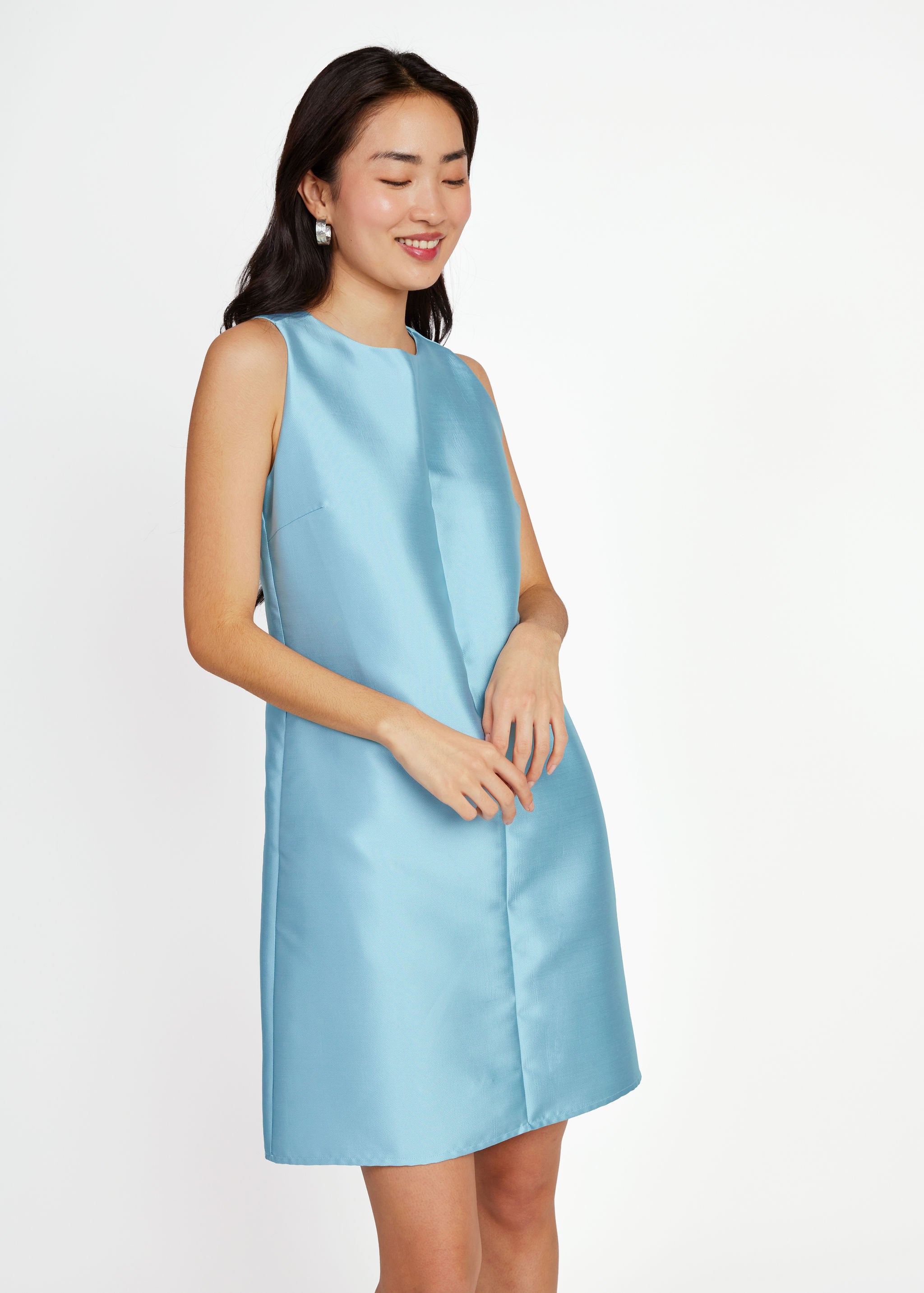 Hannah Mini Dress Sky Blue Mikado