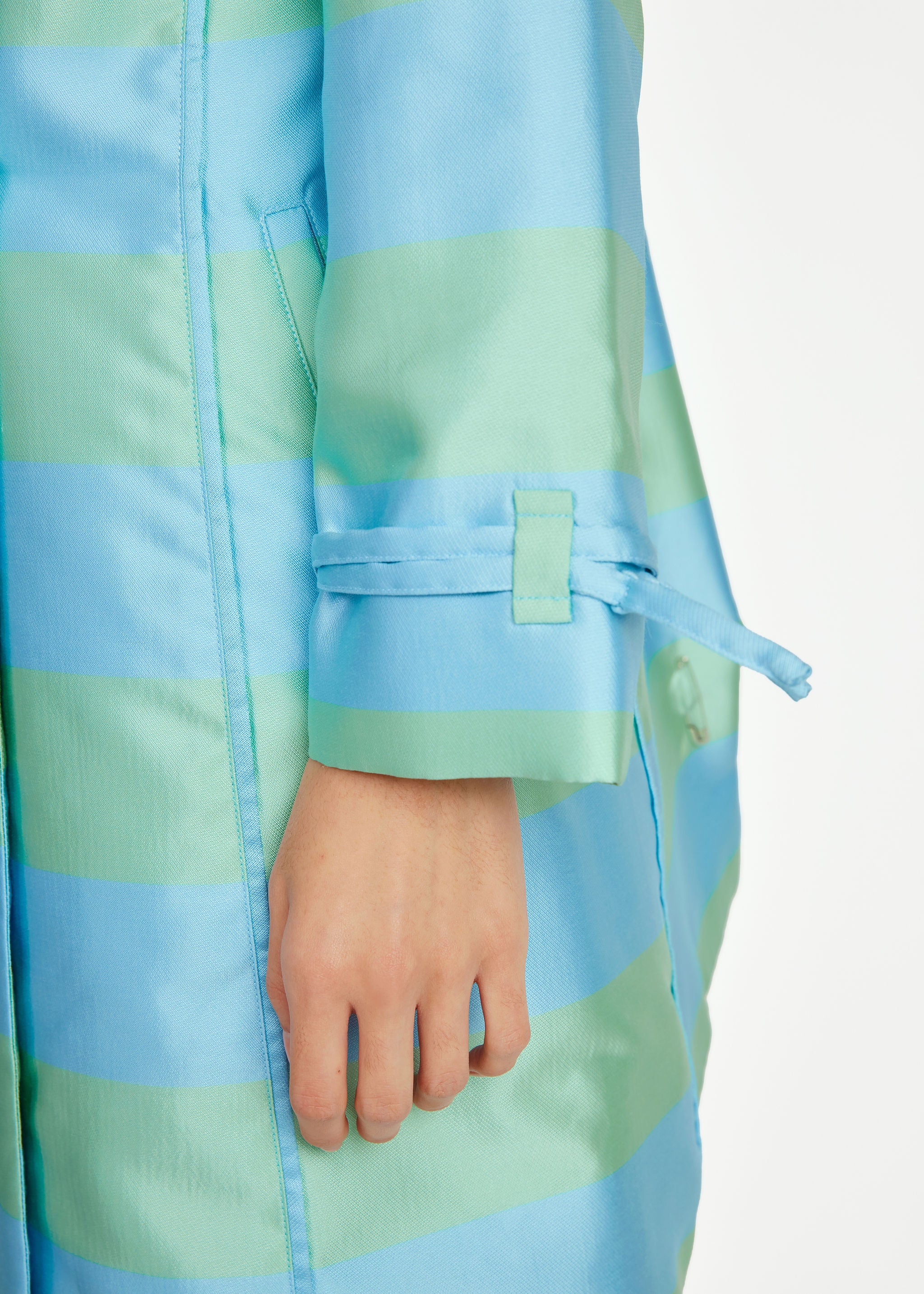 Marisol Coat Sky Blue Striped Mikado