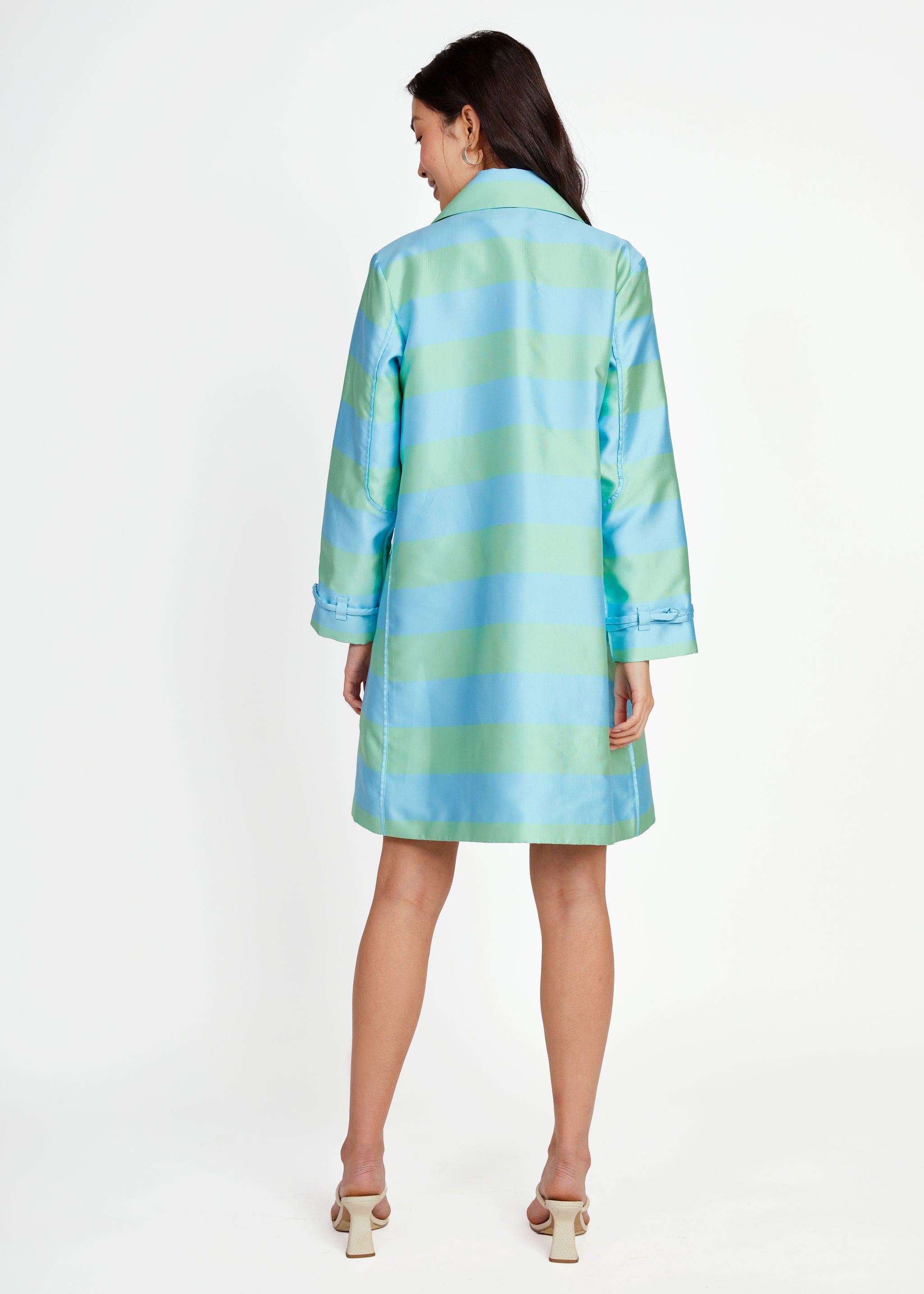 Marisol Coat Sky Blue Striped Mikado
