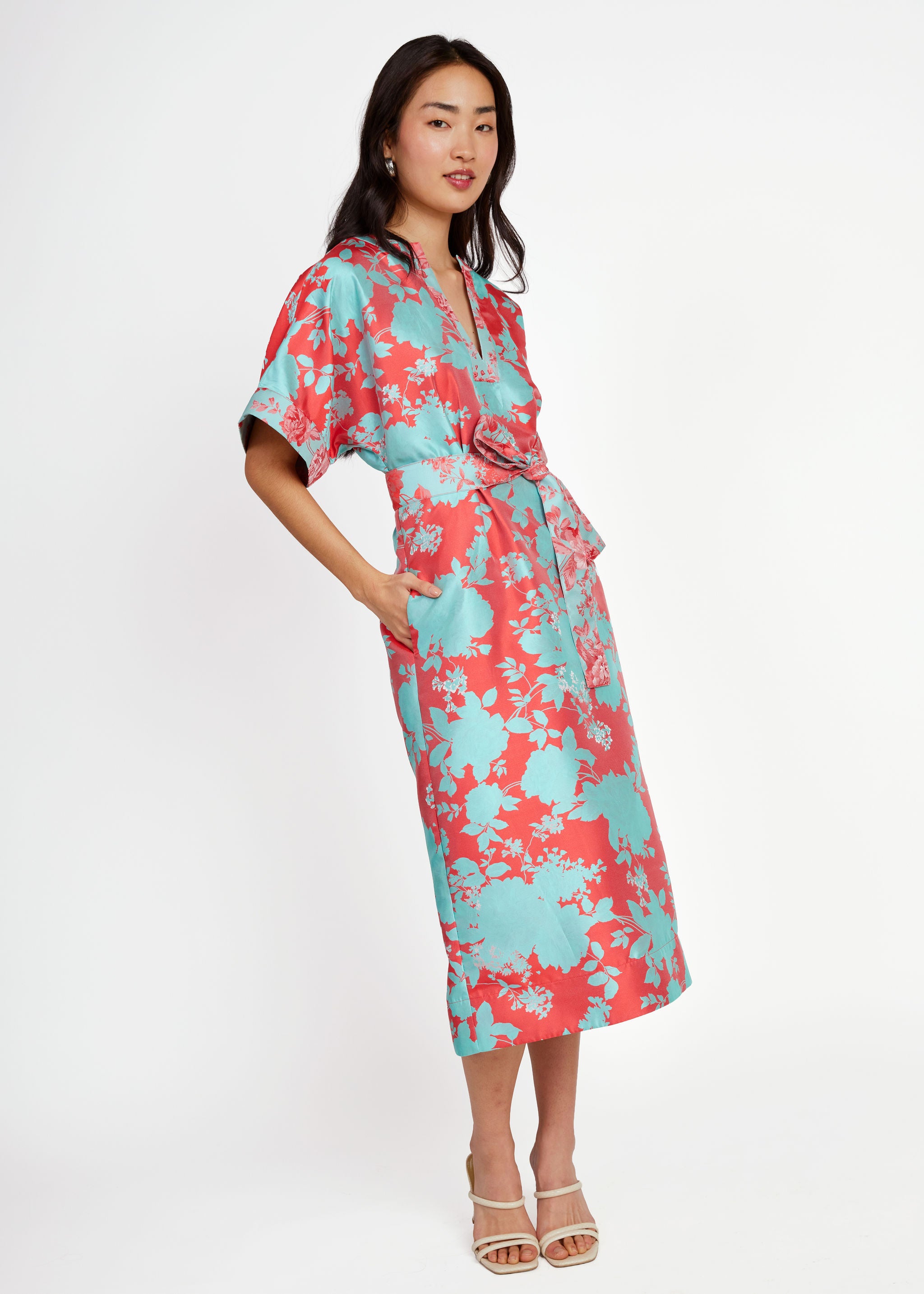 Evelyn Dress Red Briar Bloom Jacquard