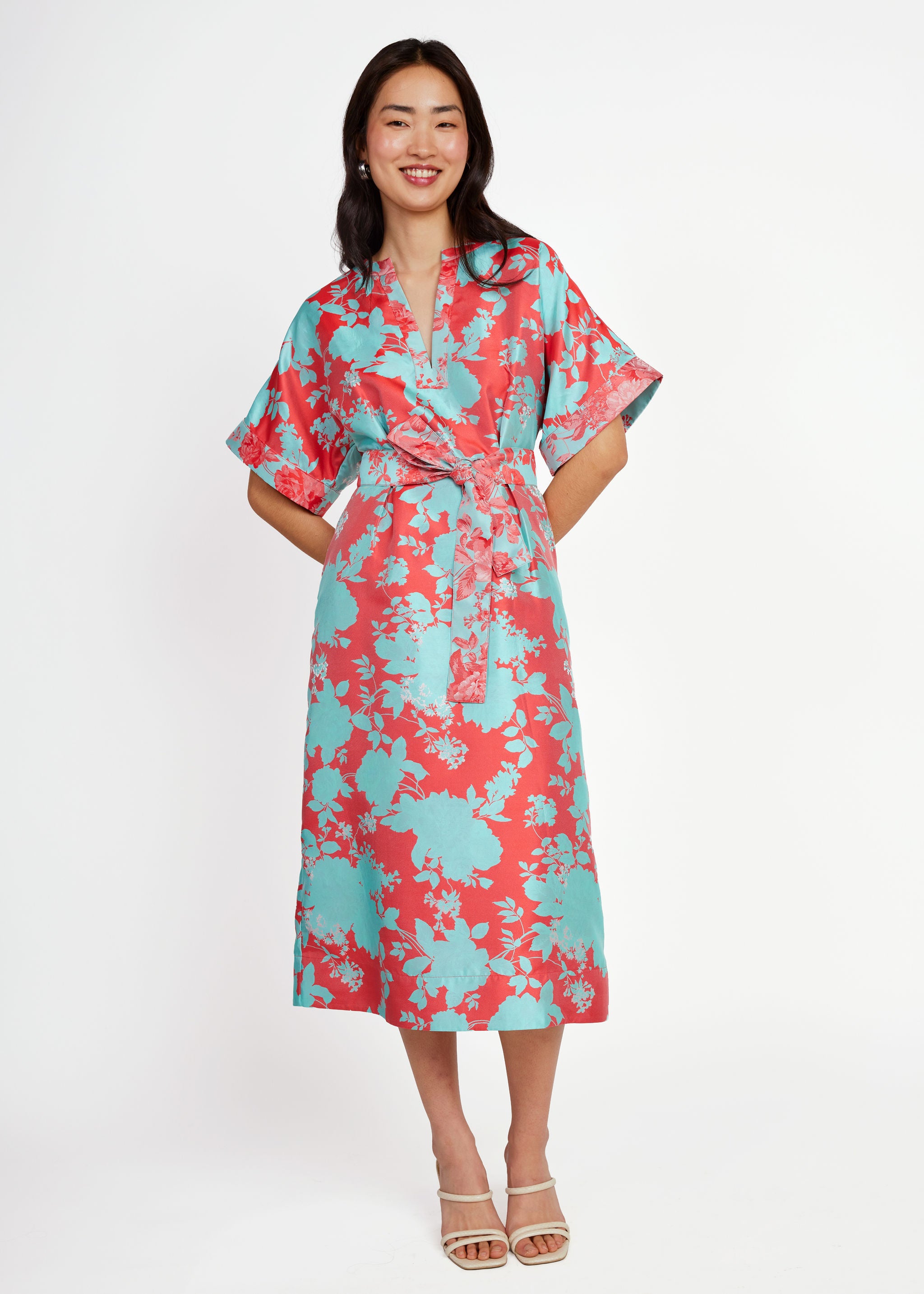 Evelyn Dress Red Briar Bloom Jacquard