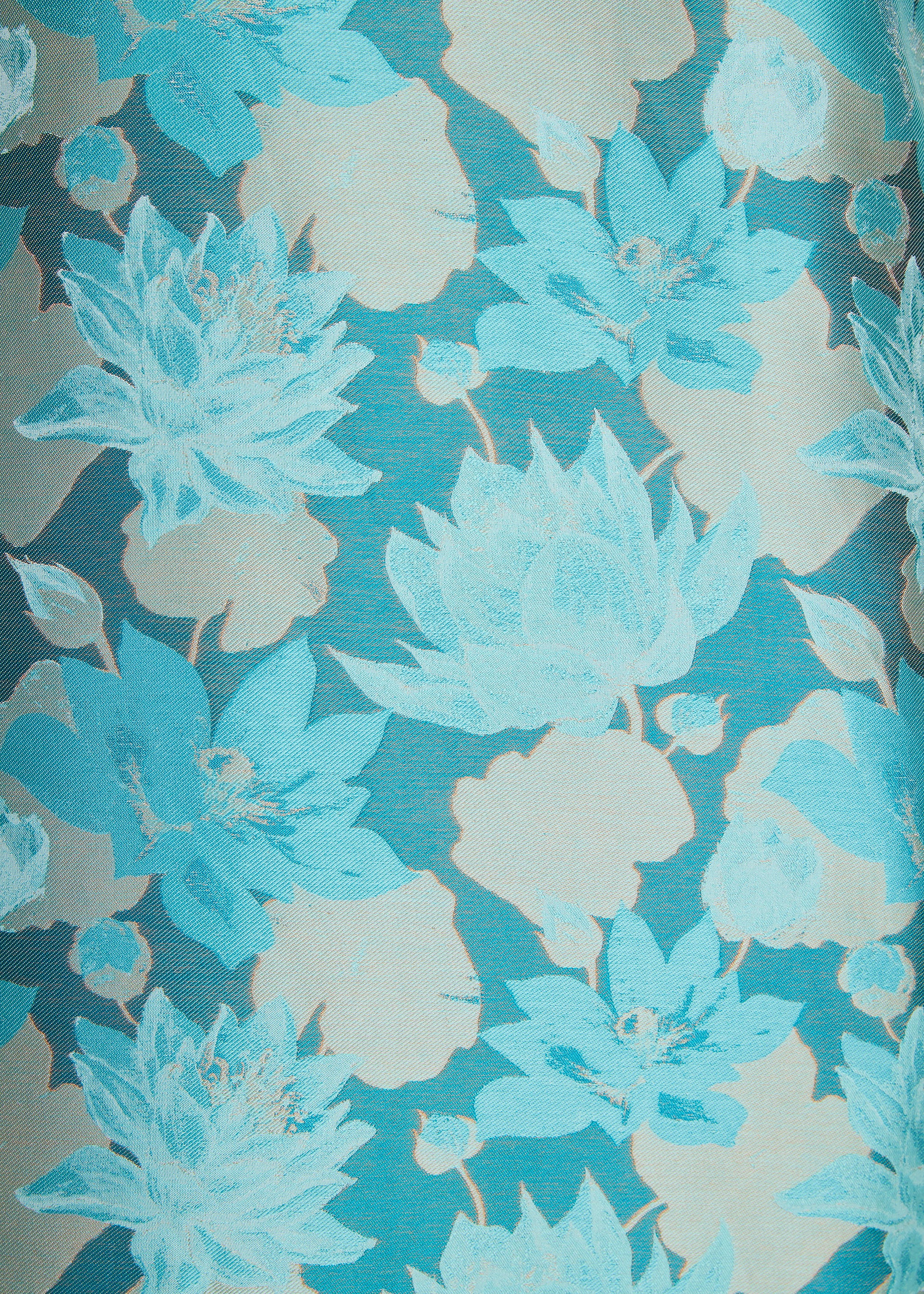 Meredith Gown Aqua Floral Silhouette Jacquard