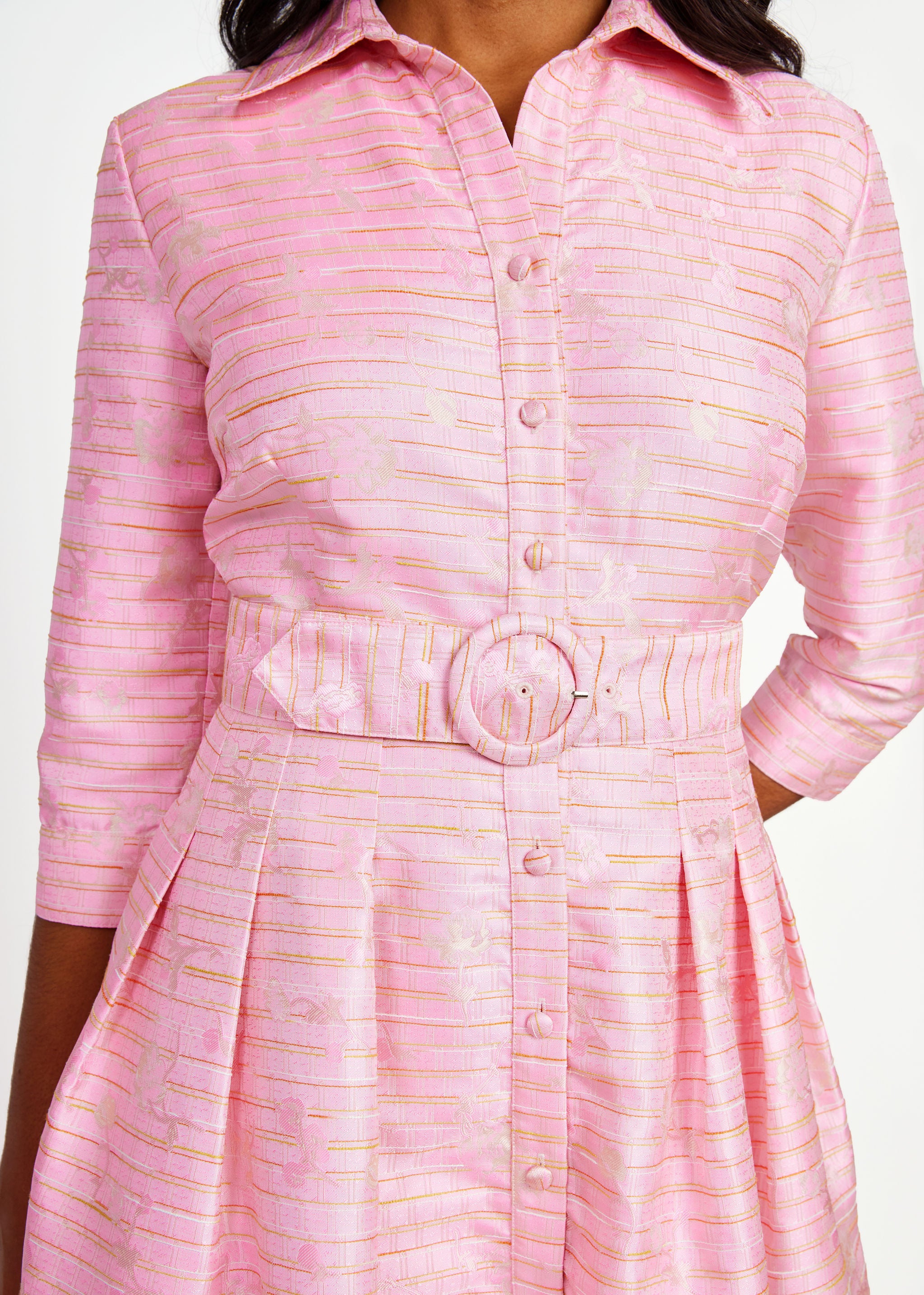 Cecilia Gown Pink Textured Dupioni