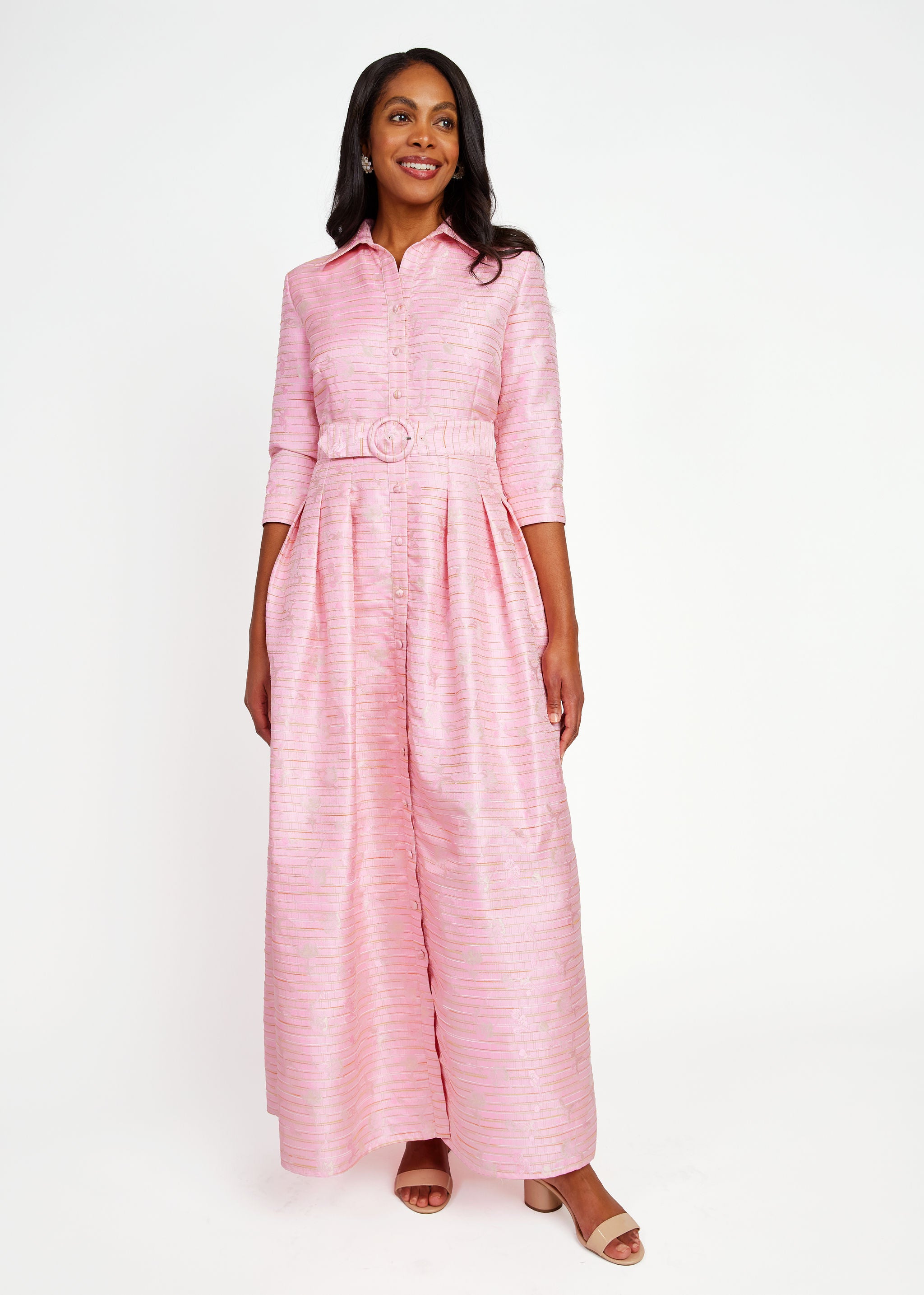 Cecilia Gown Pink Textured Dupioni