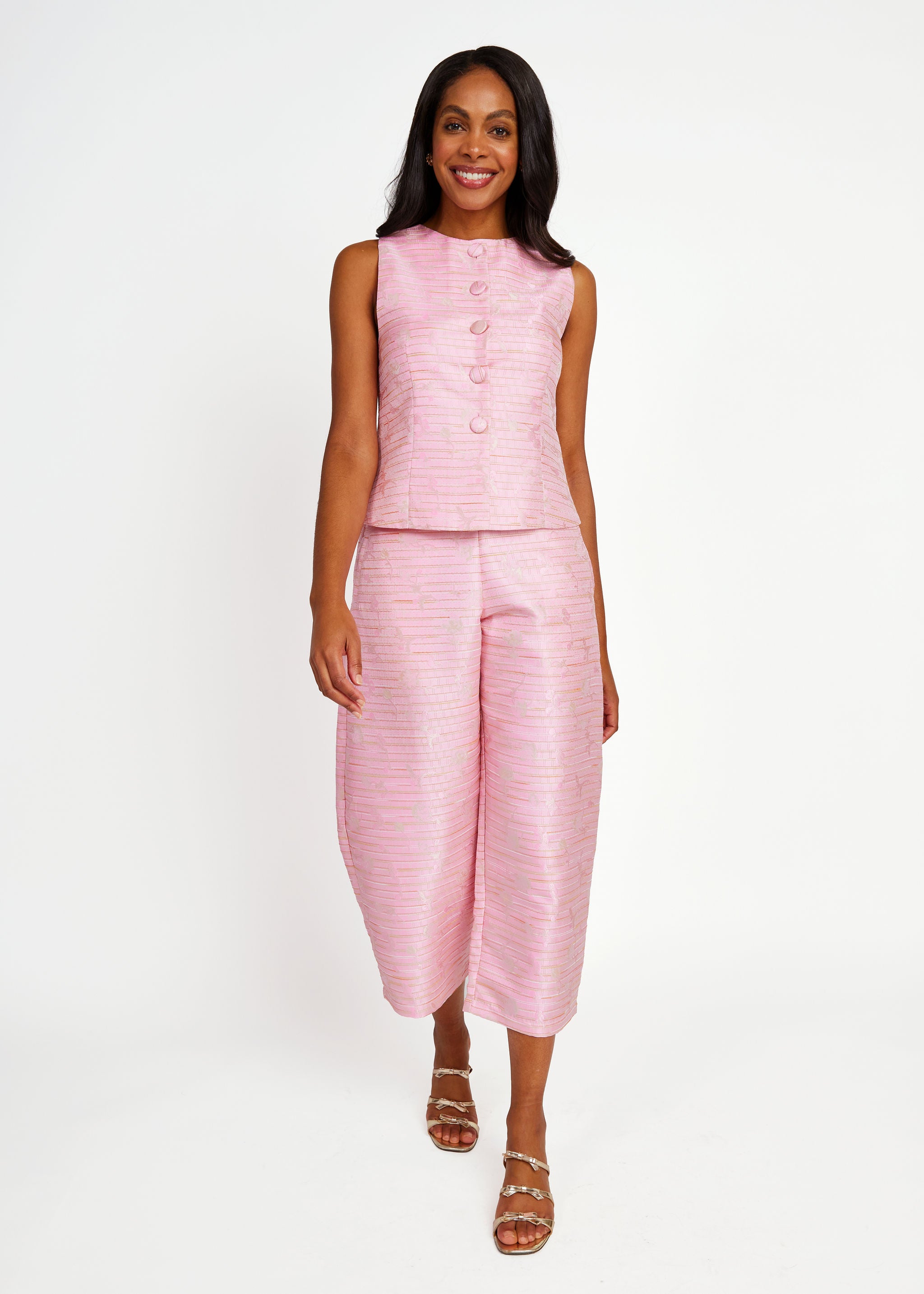 Taylor Pant Pink Textured Dupioni