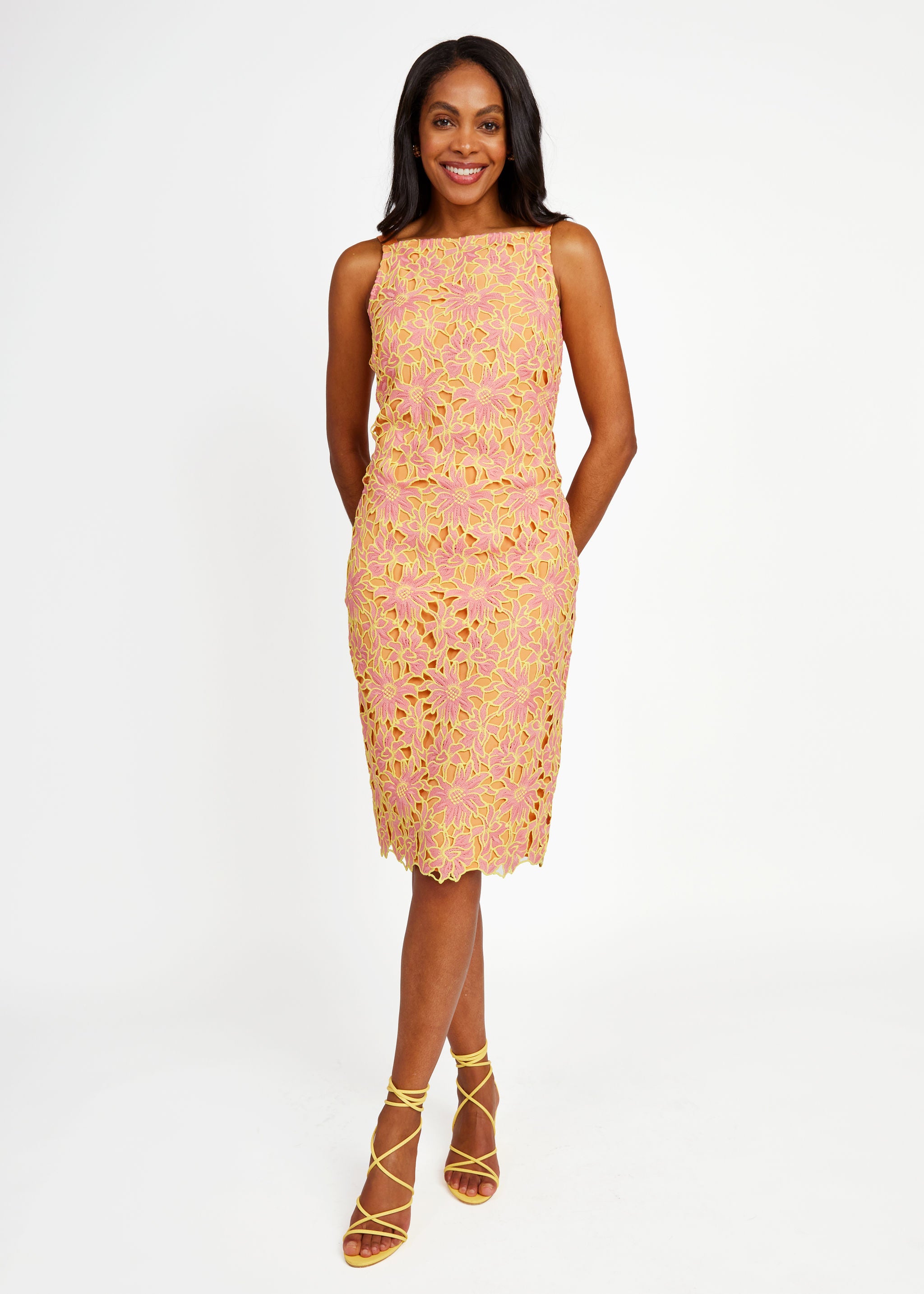 Clara Dress Orange Sunflower Lace