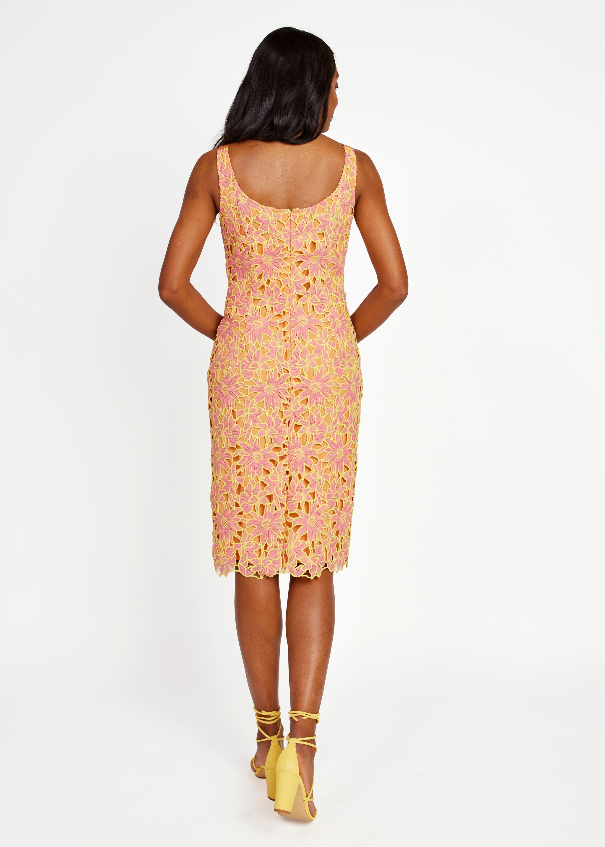 Clara Dress Orange Sunflower Lace