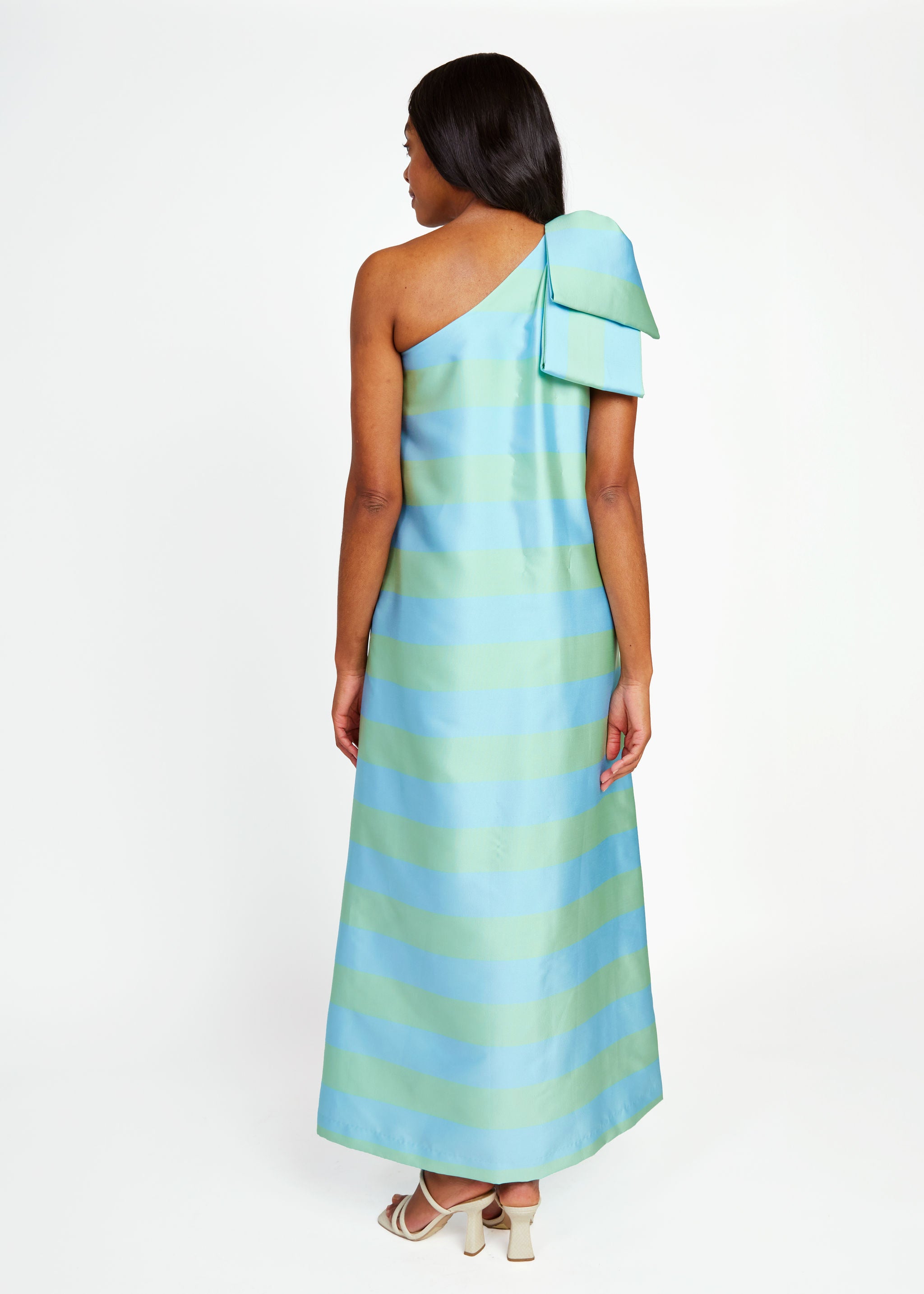 Cassie Gown Sky Blue Striped Mikado