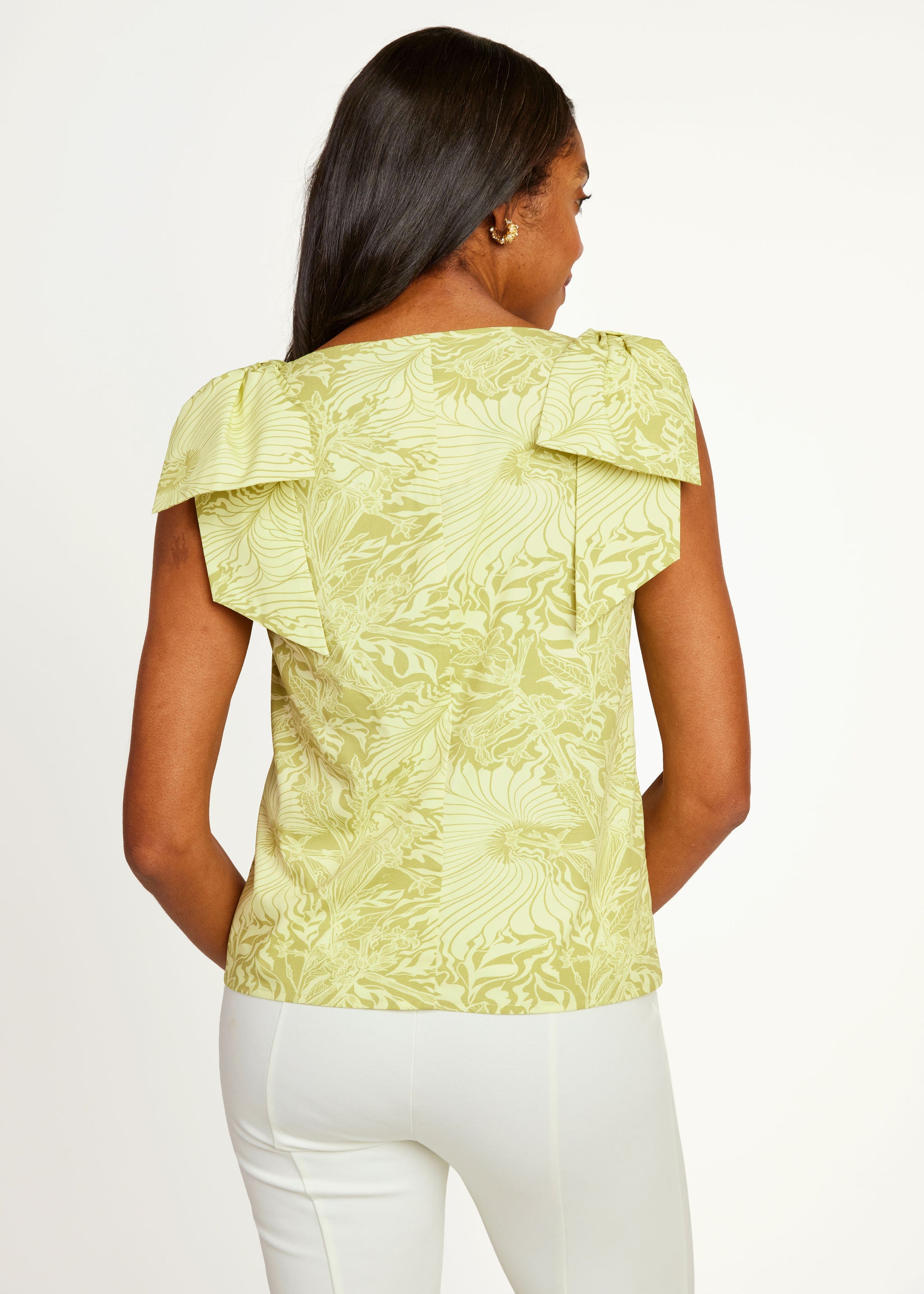 Meredith Top Chartreuse Palm Royale Poplin